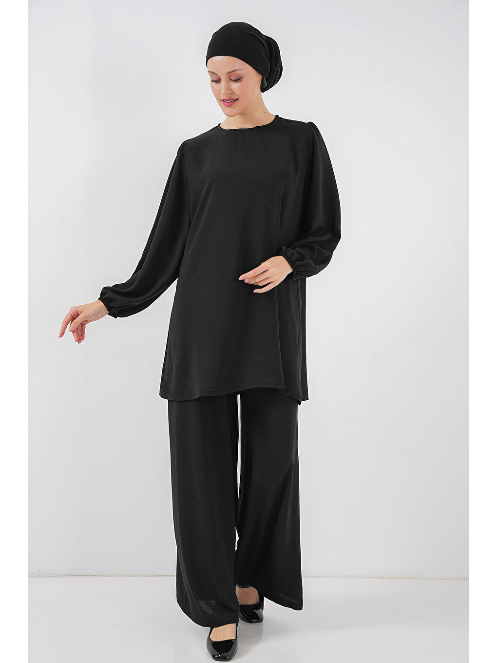 Ayrobin Tunik Pantolon Alt Üst Takım 6712 - Siyah-3