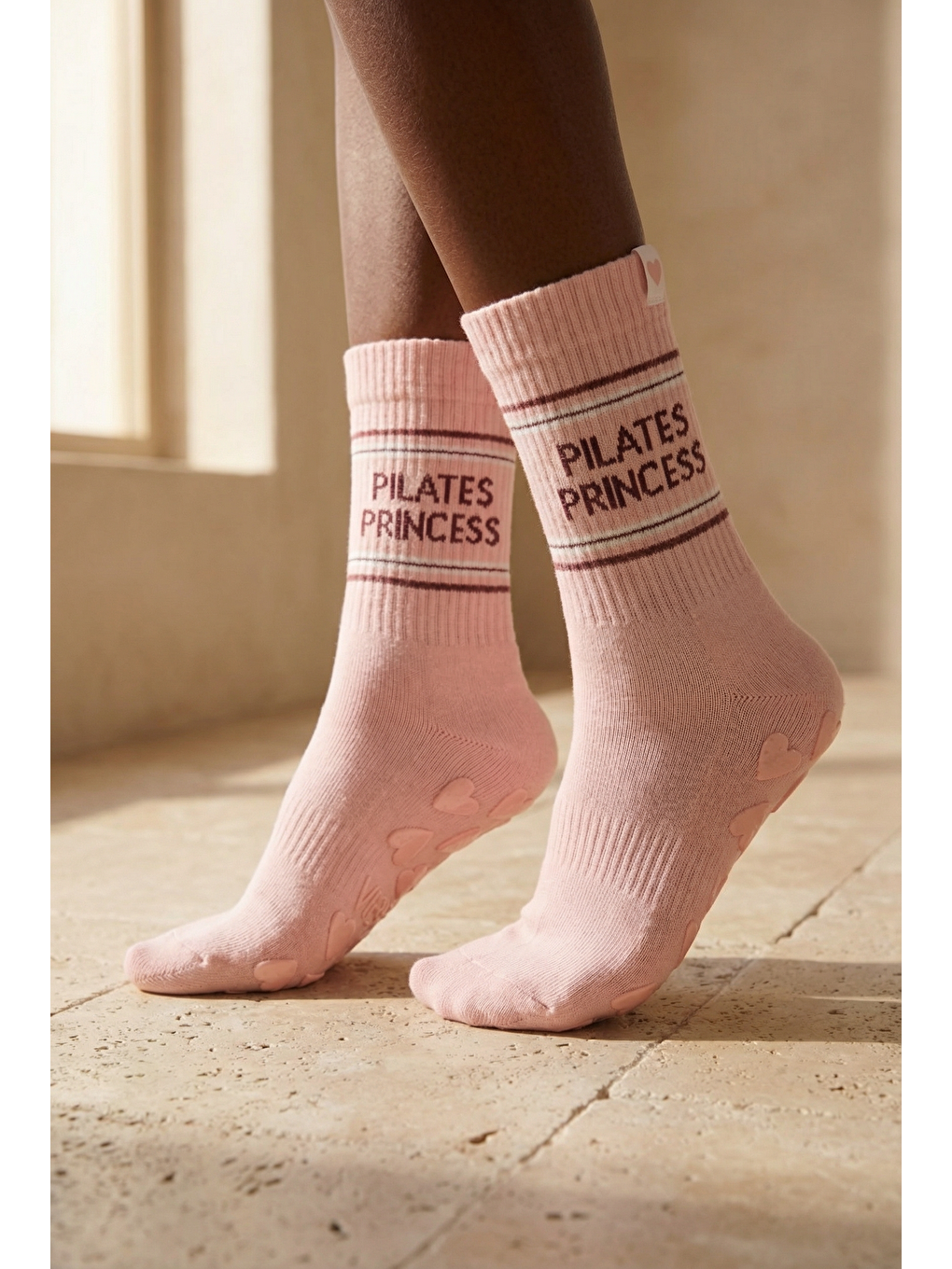 Kadın Soket Pilates Çorabı Pembe Mix