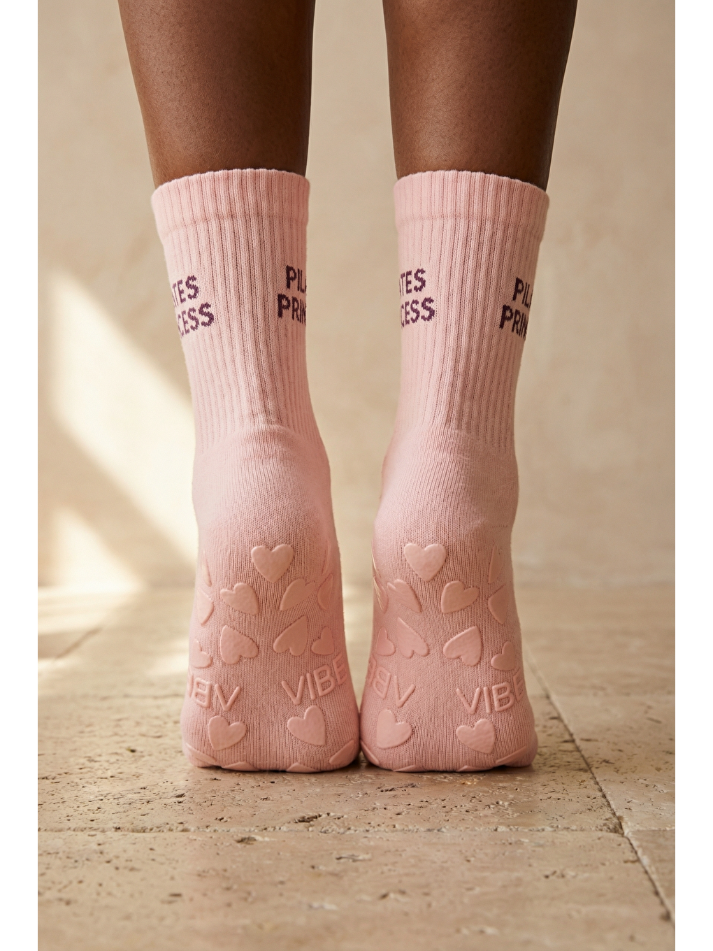 Kadın Soket Pilates Çorabı Pembe Mix-1