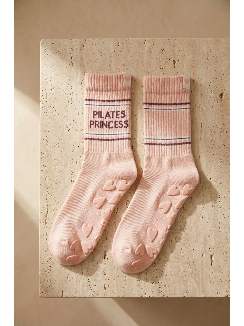 Kadın Soket Pilates Çorabı Pembe Mix-2