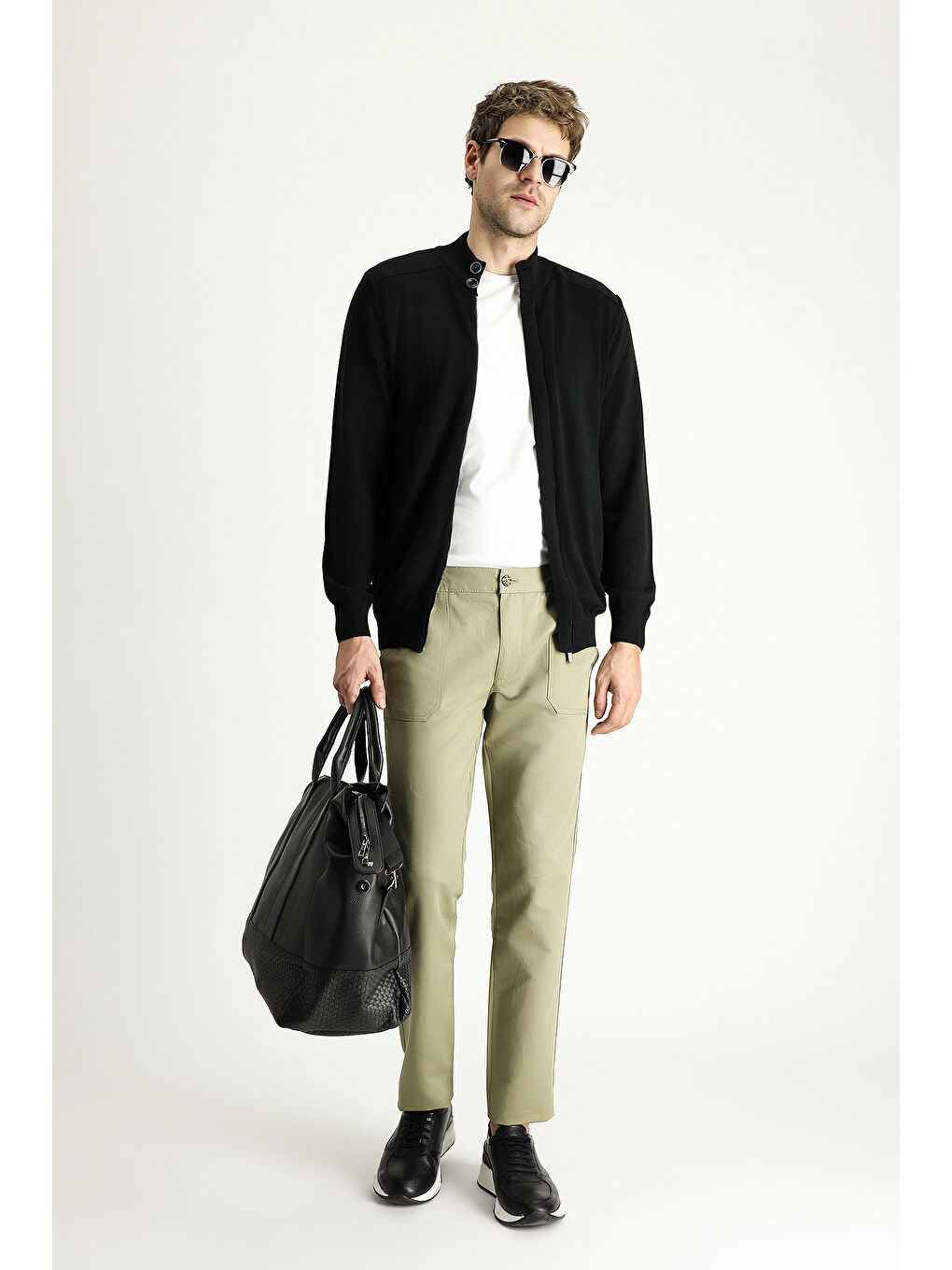 Haki Slim Fit Dar Kesim Beli Lastikli Keten Karışımlı Kanvas / Chino Pantolon-1