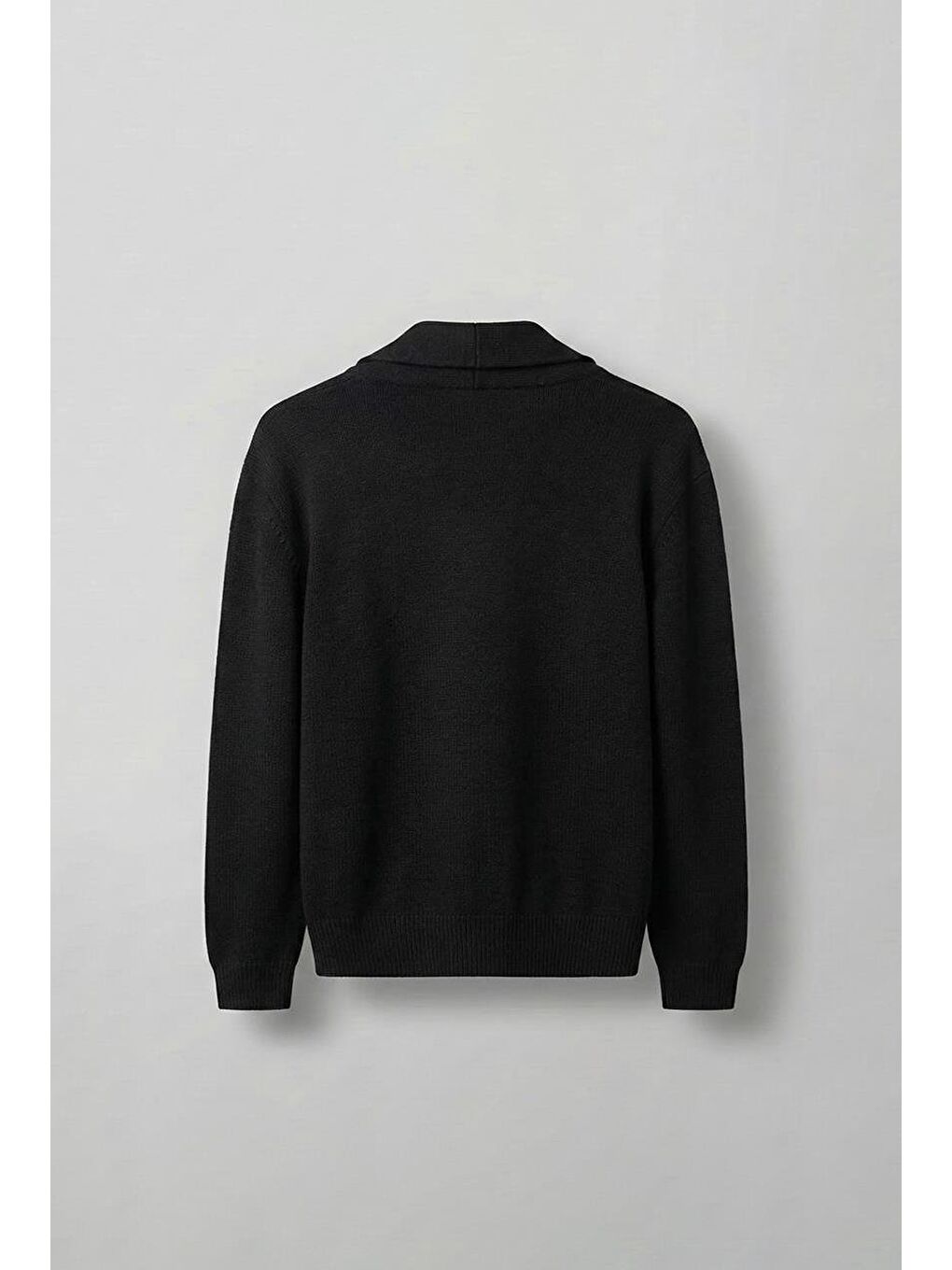 Erkek Yarım Fermuarlı Premium Kumaş Oversize Kazak Siyah-1