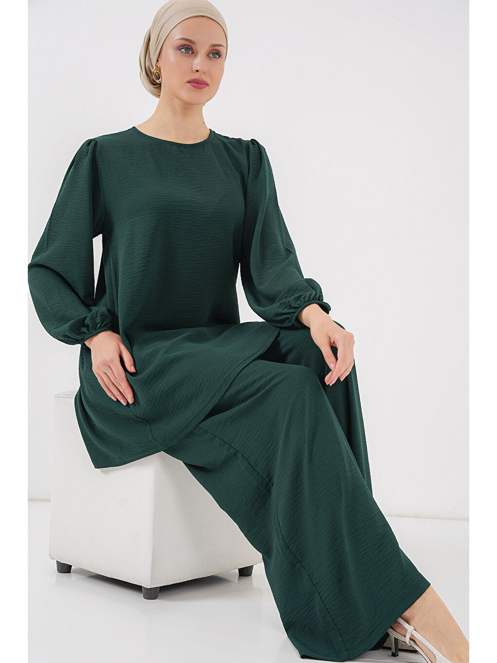 Ayrobin Tunik Pantolon Alt Üst Takım 6712 - Zümrüt Yeşili