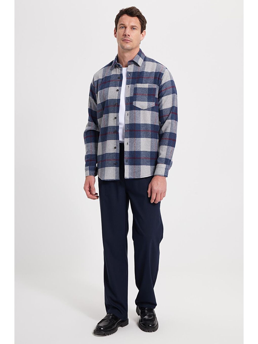 Karışık Erkek Regular Fit Rahat Kesim Kışlık Kareli Oduncu Gömlek-1