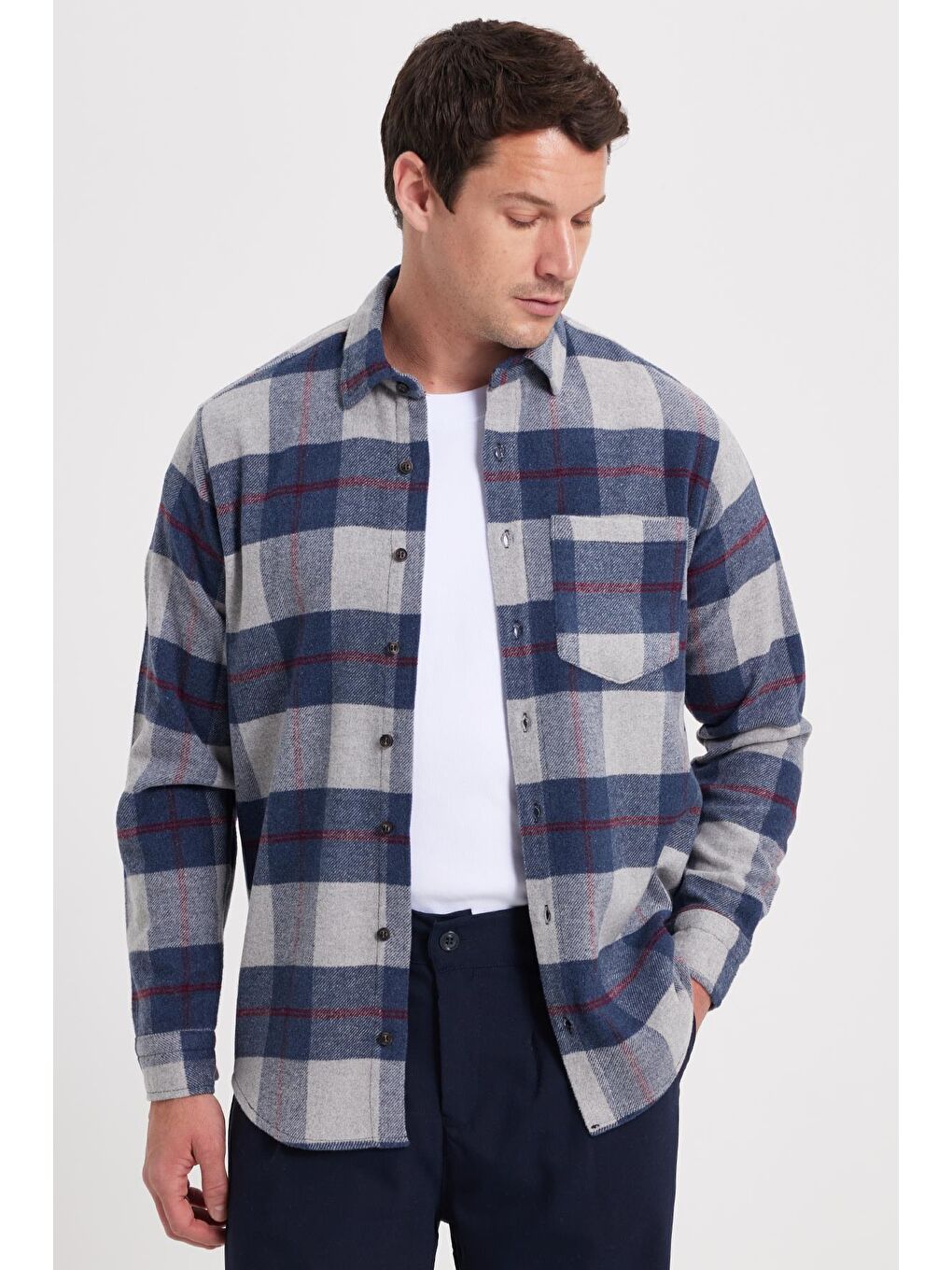 Karışık Erkek Regular Fit Rahat Kesim Kışlık Kareli Oduncu Gömlek-2