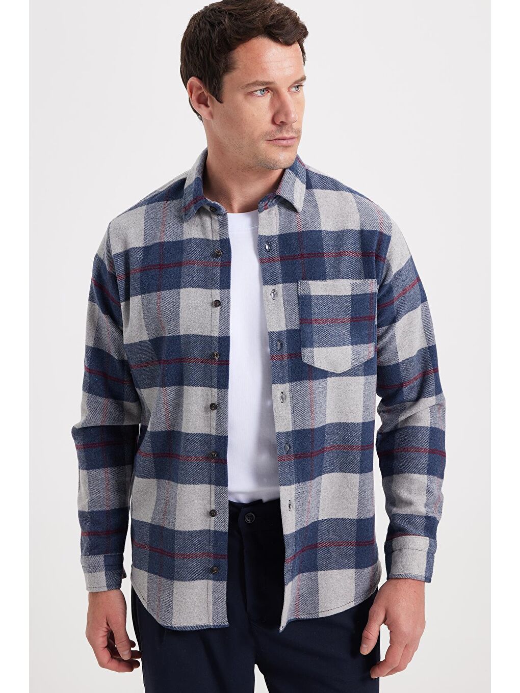 Karışık Erkek Regular Fit Rahat Kesim Kışlık Kareli Oduncu Gömlek-6