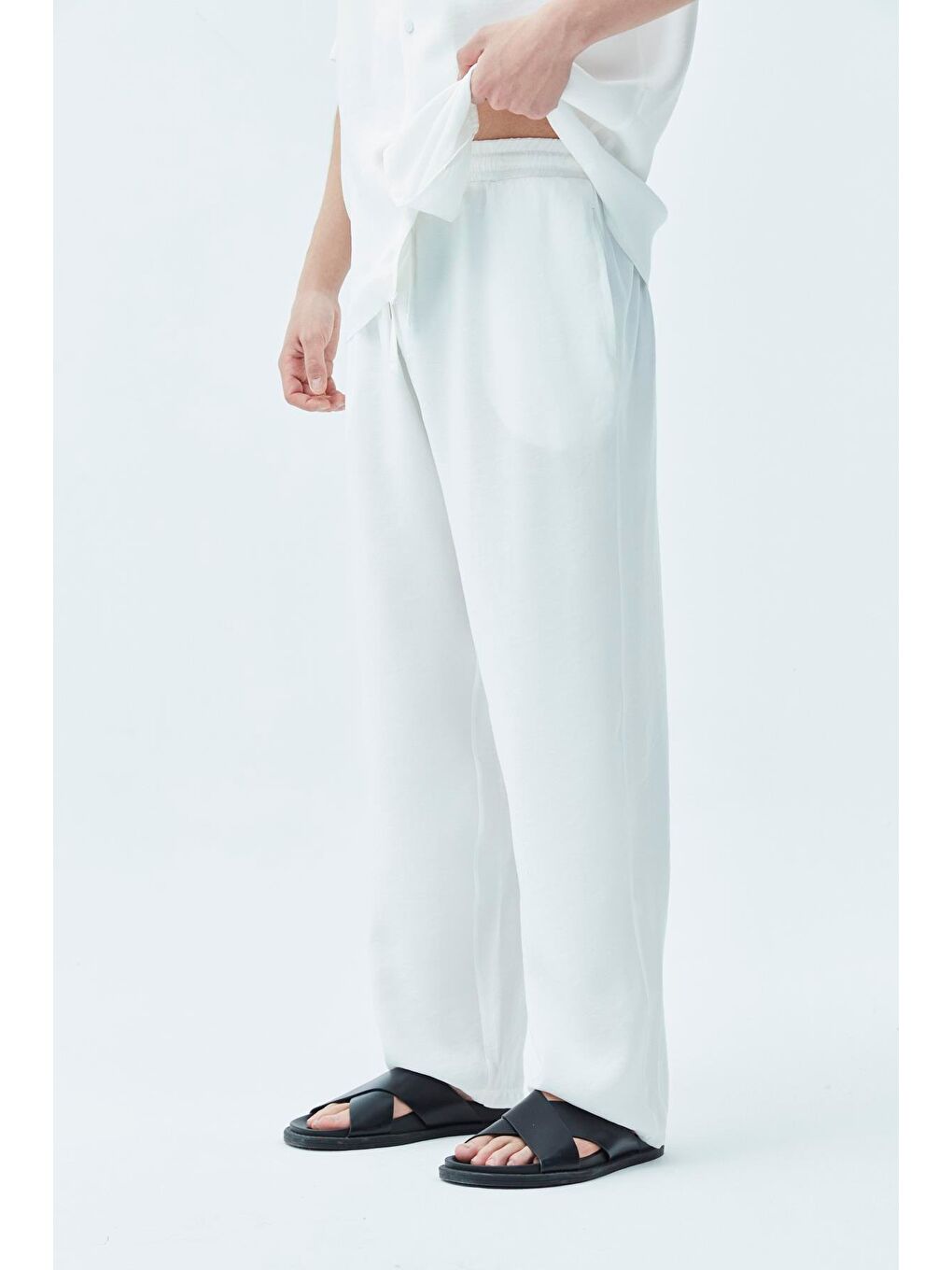 Basıc Oversize Keten Takım Ekru-4