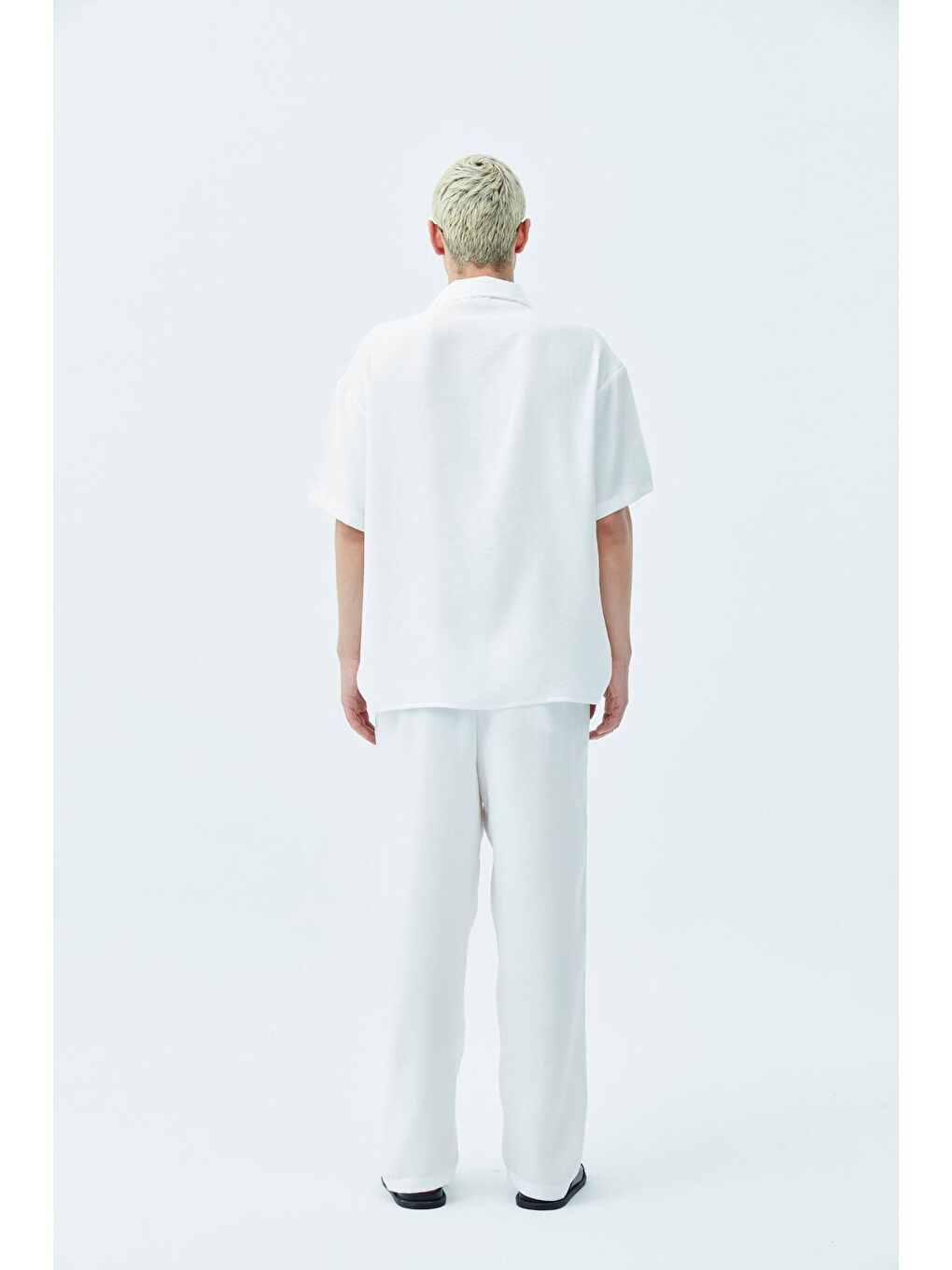 Basıc Oversize Keten Takım Ekru-5