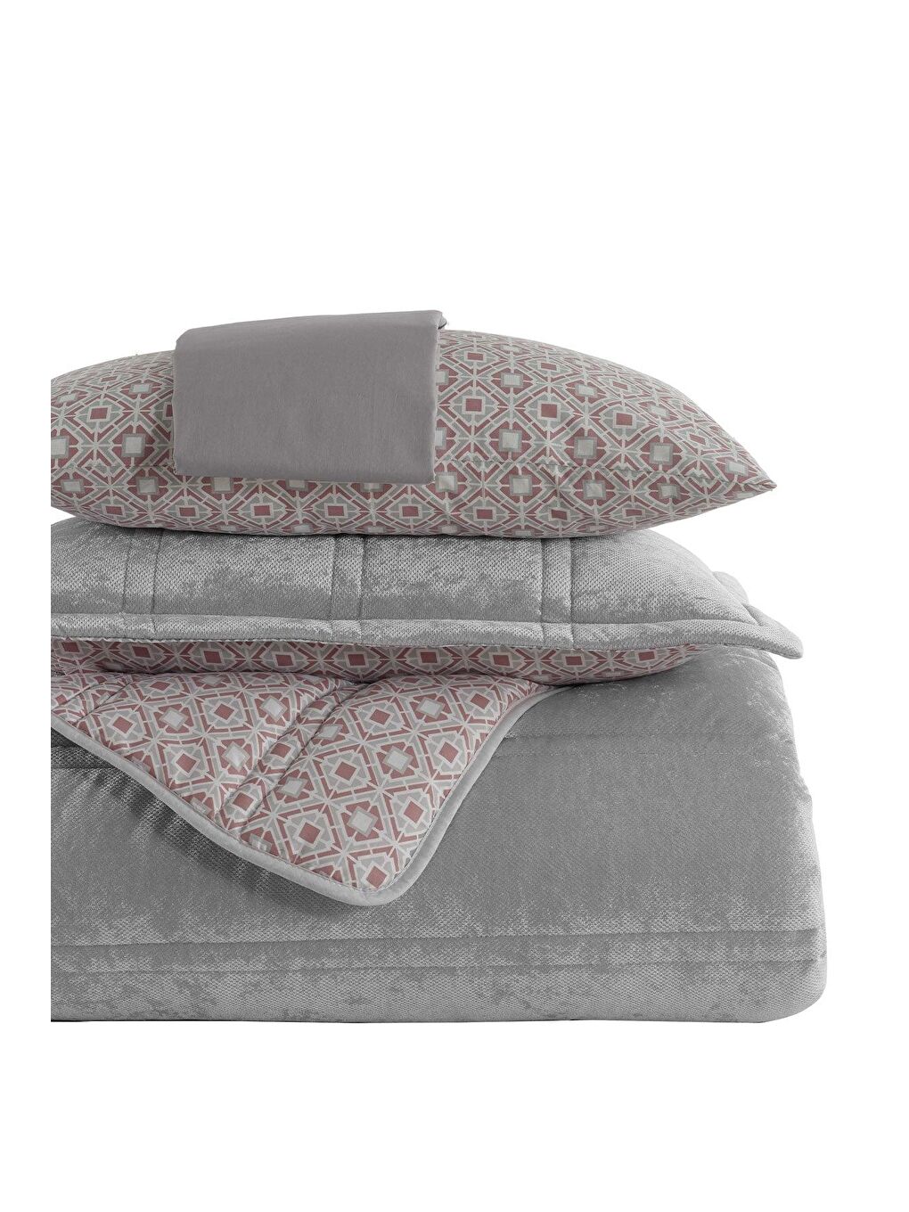 Elart Gri Flowery Comfort Set Tek Kişilik Gümüş - 1