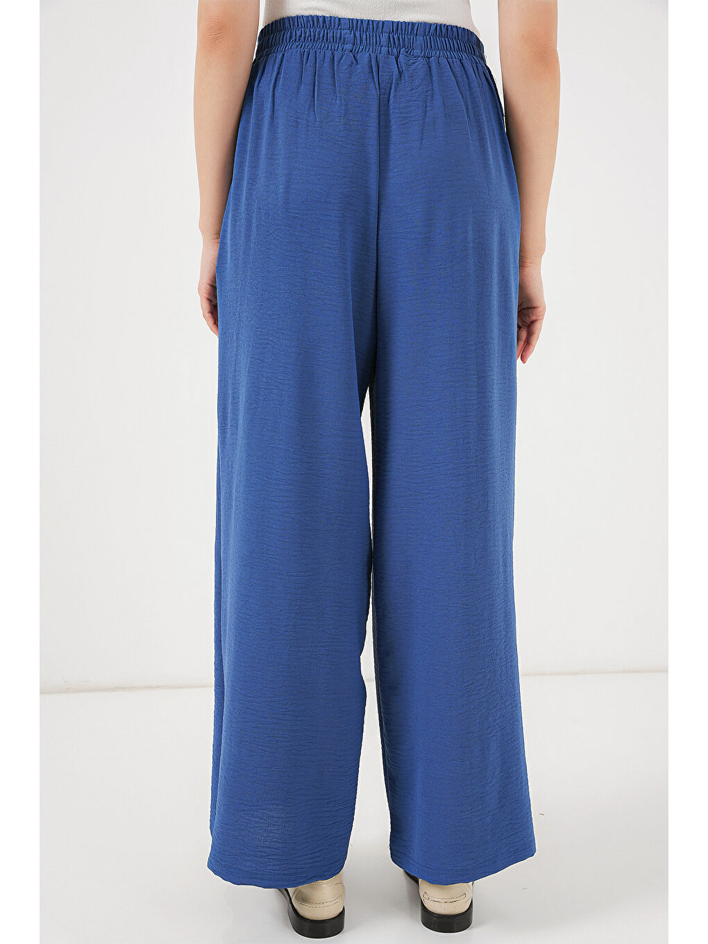 Kadın Geniş Paça Pileli Pantolon 6718 - İndigo-5