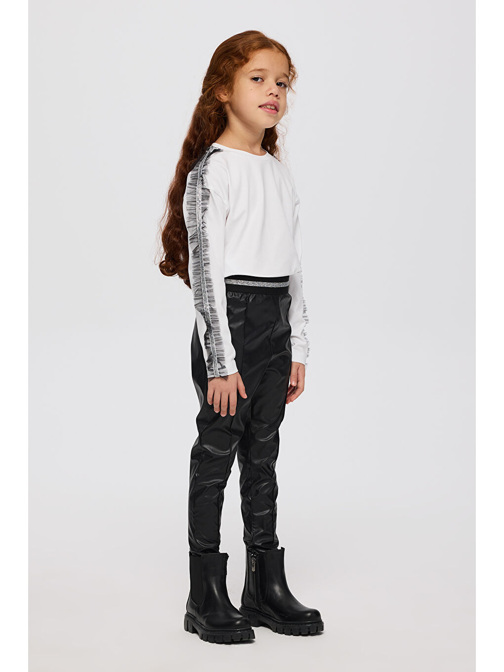 Kız Çocuk Deri Tayt Siyah-4