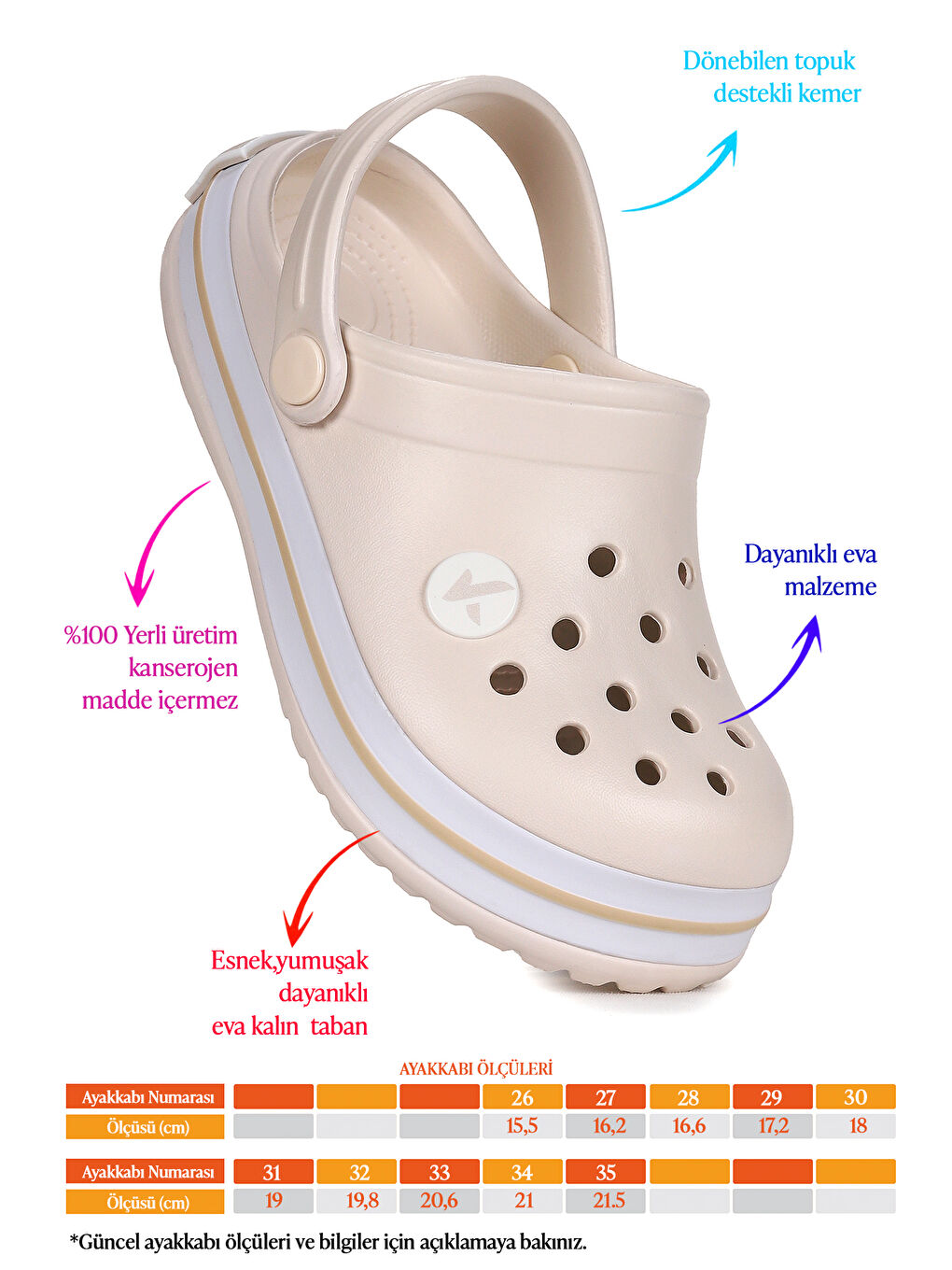 Ekru Magda Eva Plaj Havuz Okul Kreş Kız Çocuk Terlik-2