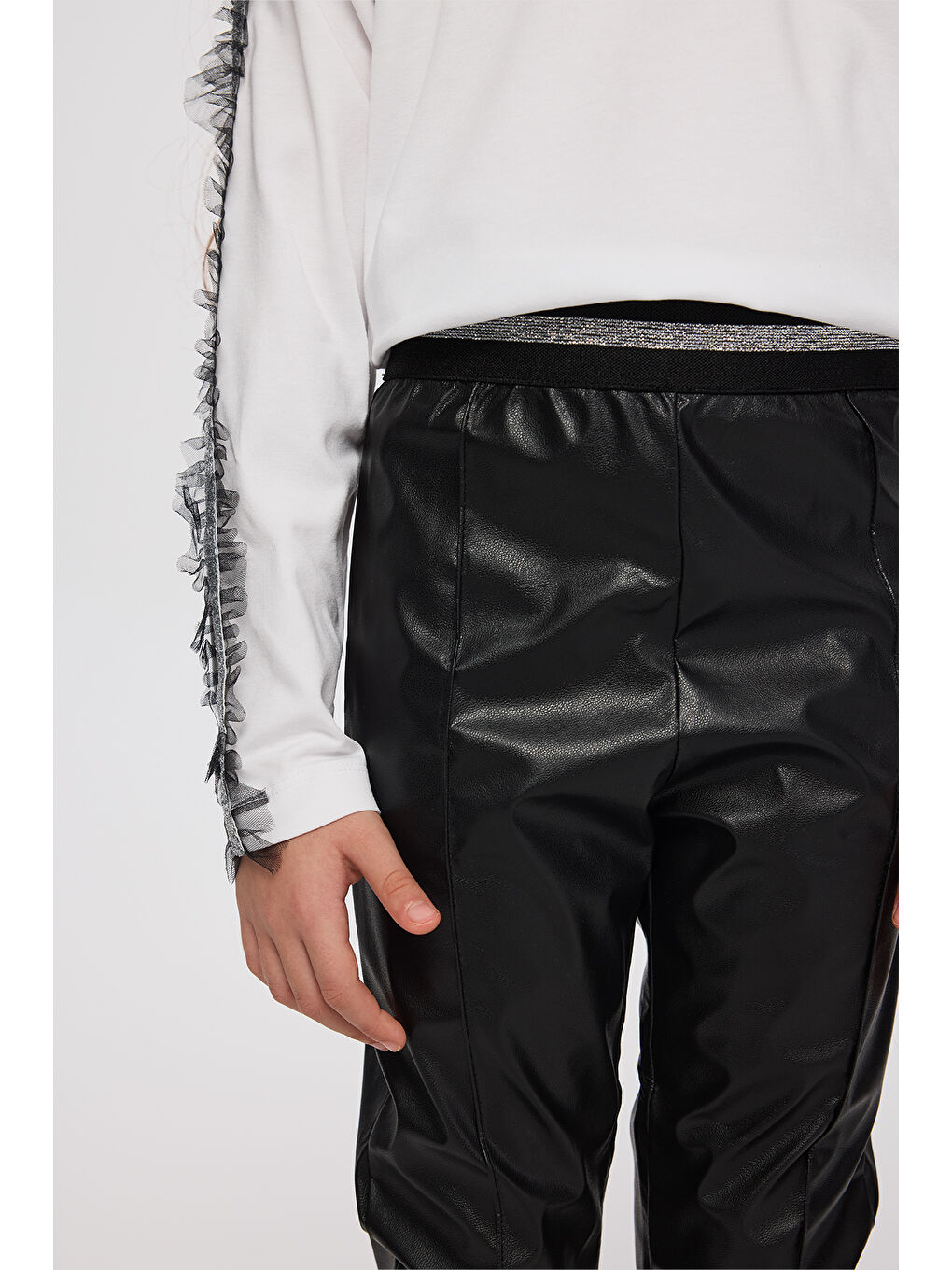 Kız Çocuk Deri Tayt Siyah-6