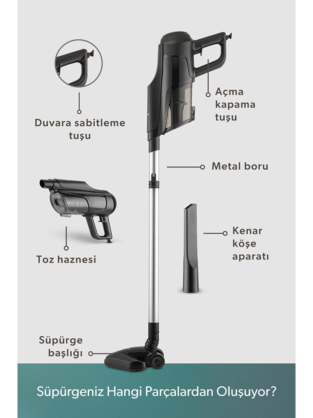 Dustroyer 1272H 2 in 1 Kablolu Dikey Süpürge Siyah-1