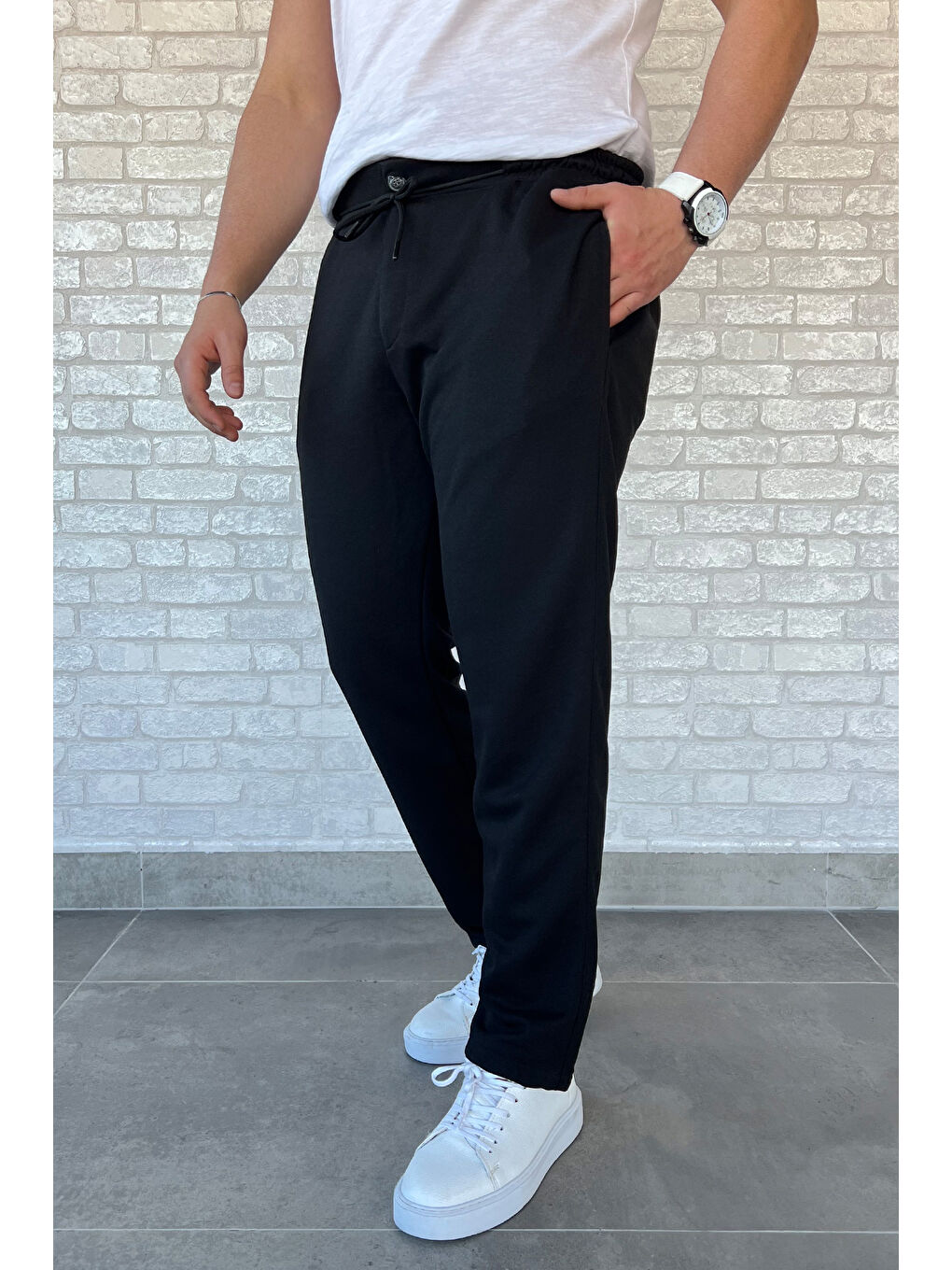 Mishar İtalia Siyah Bel Lastikli Erkek Jogger Pantolon