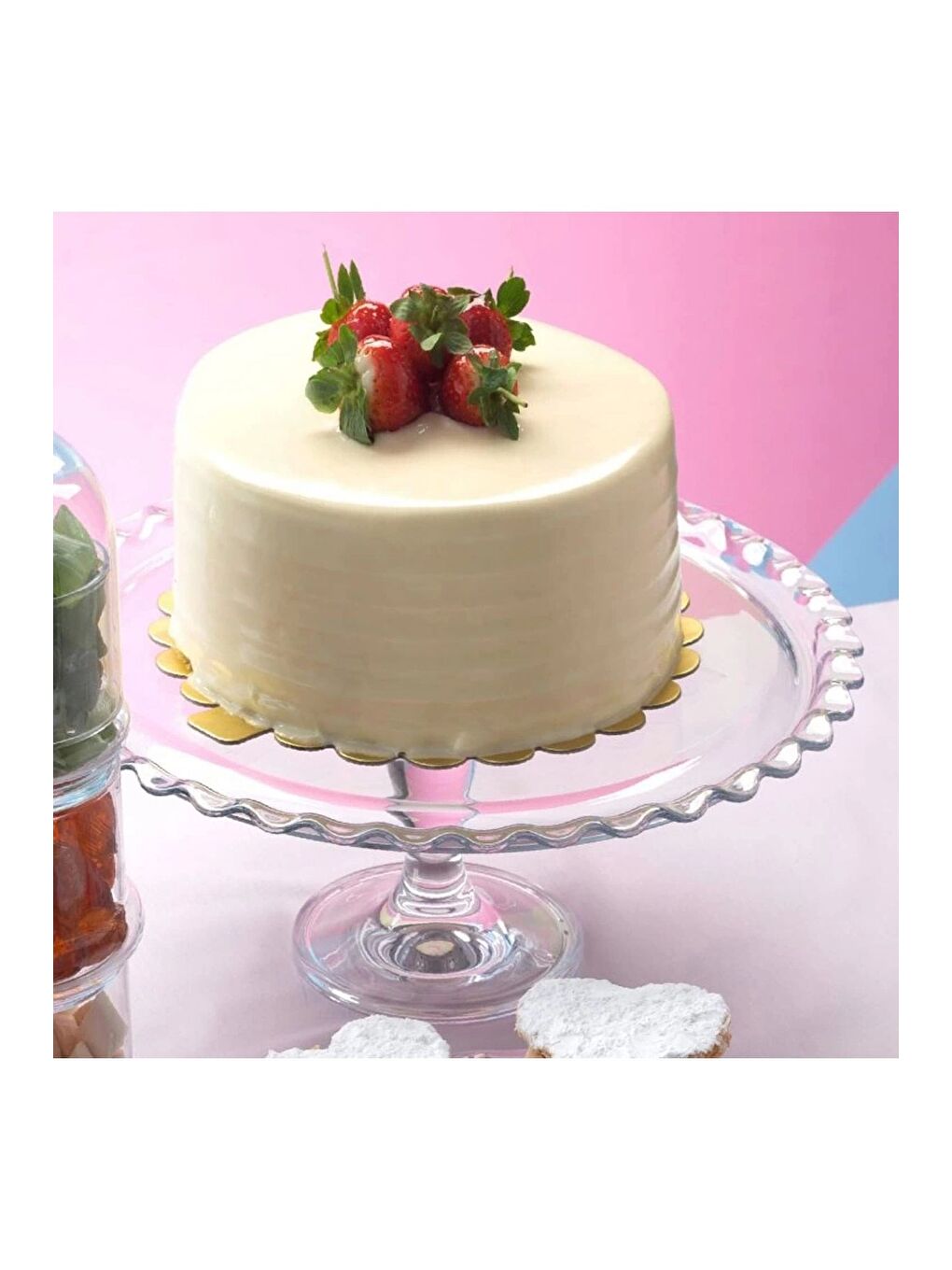 Renksiz Patisserie Cam Ayaklı Servis Tabağı 26x12cm Tekli - 96953-1