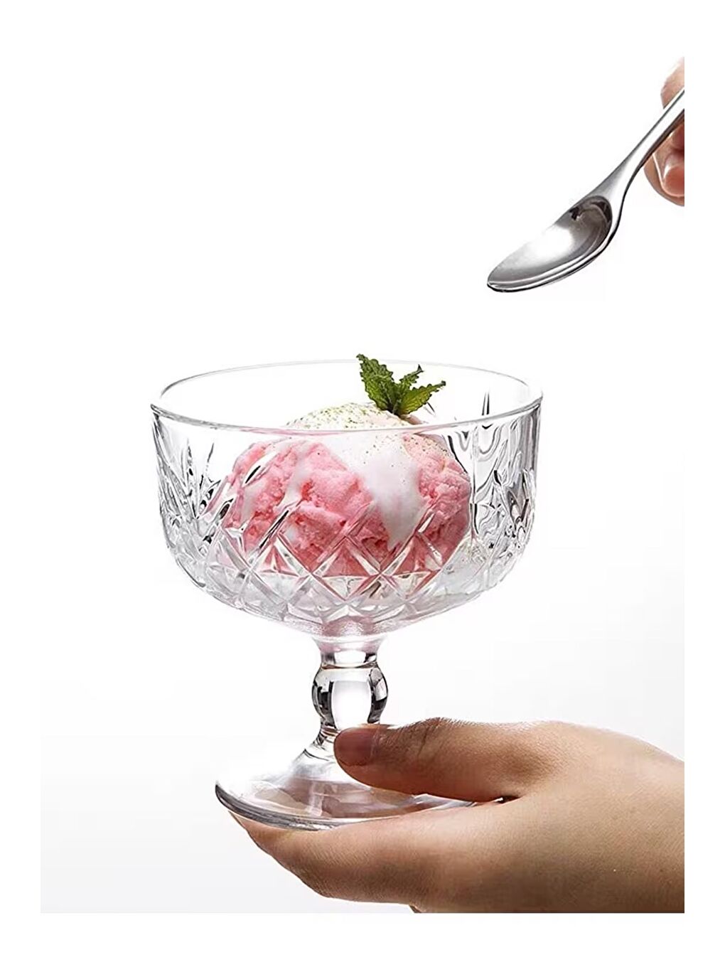 Renksiz Timeless Ayaklı Dondurmalık Magnolia Sunum 10cm 250cc 12 li - 440211-2