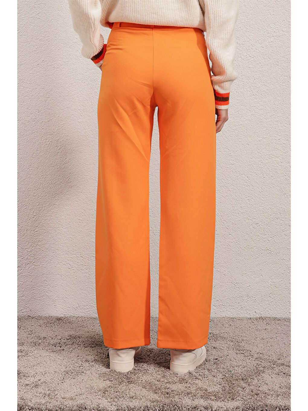 6542 Yüksek Bel Kumaş Pantolon - Turuncu-5