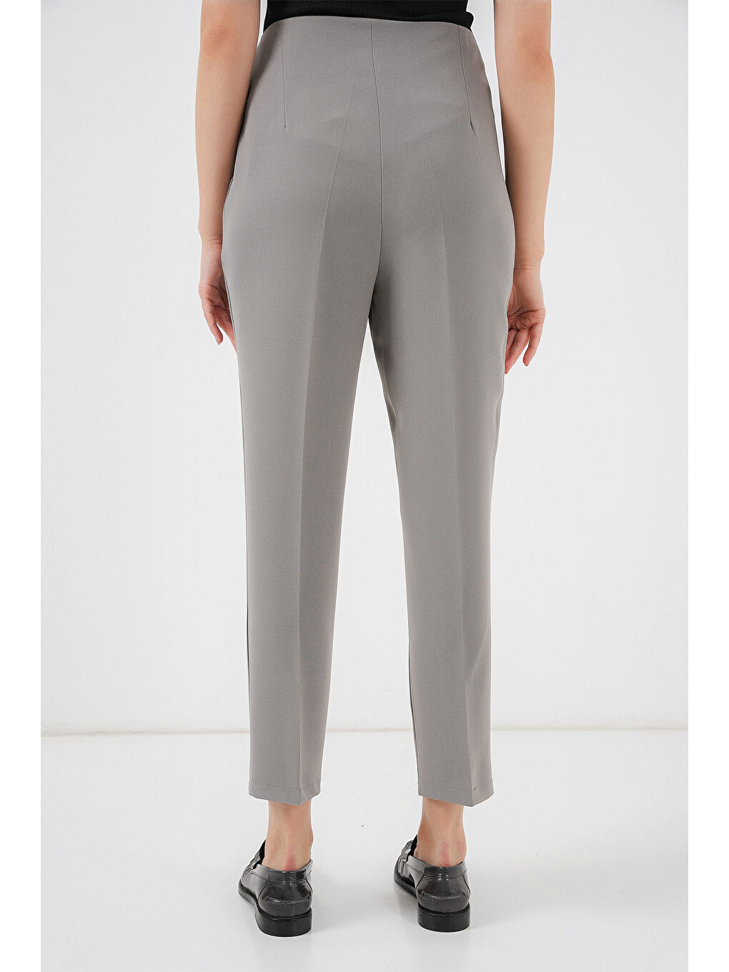 6650 Yüksek Bel Kumaş Pantolon - Gri-5