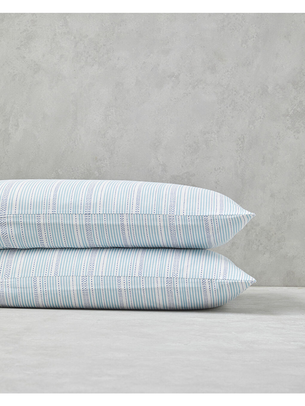 Dotty Liny Pamuklu 2'li Yastık Kılıfı 50x70 cm Mavi-1