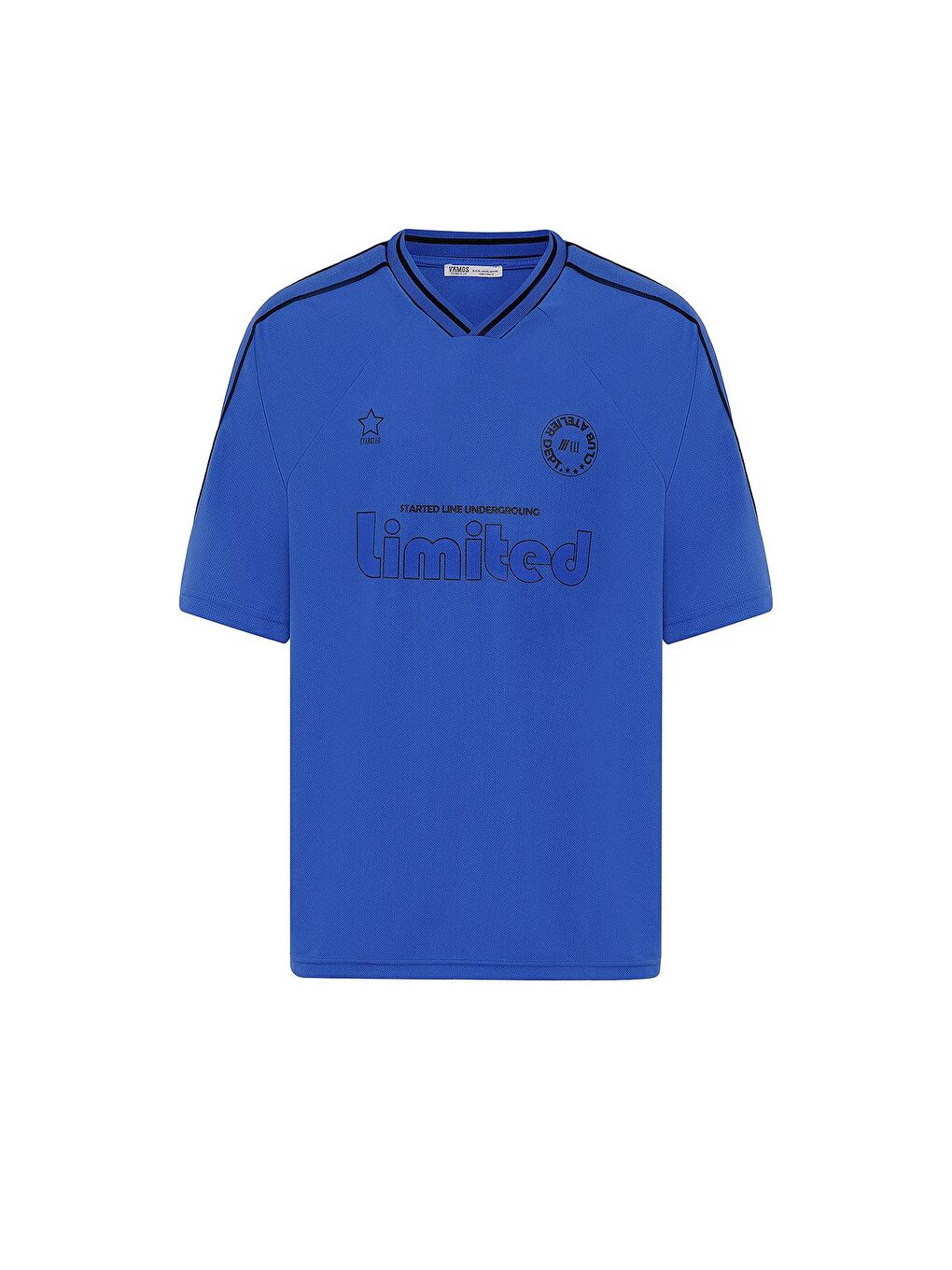 Mavi Baskılı Oversize Forma Tişört Saks-1