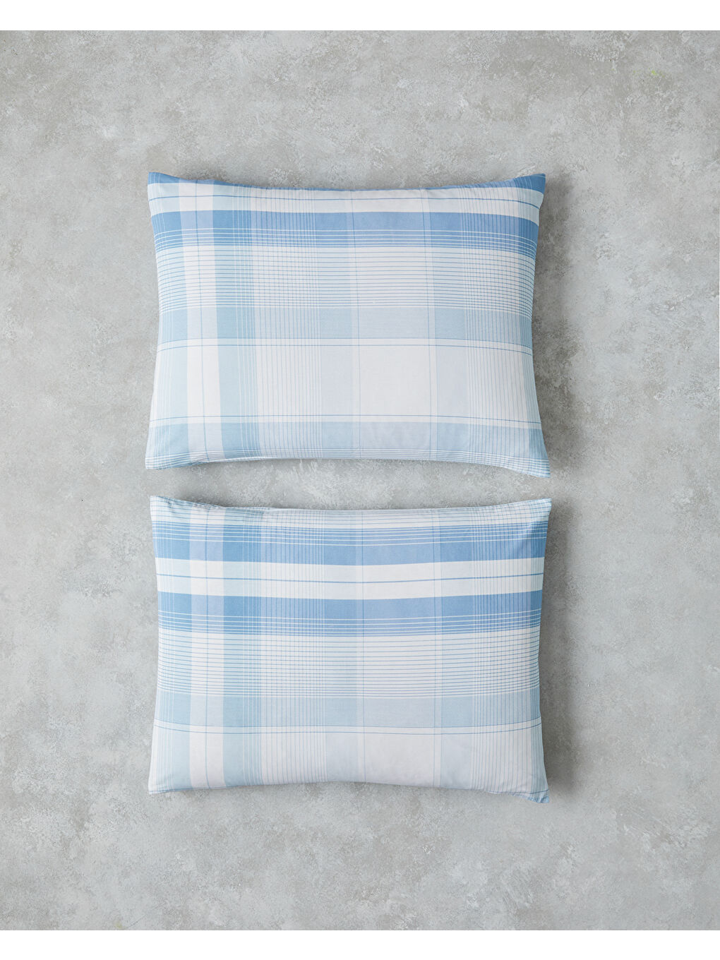 Modern Check Pamuklu 2'li Yastık Kılıfı 50x70 cm Mavi