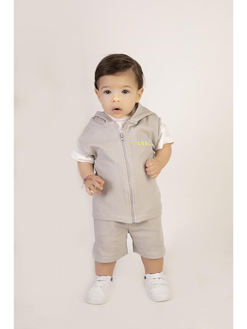 Gri Erkek Çocuk Kapüşonlu 3'lü Takım-2