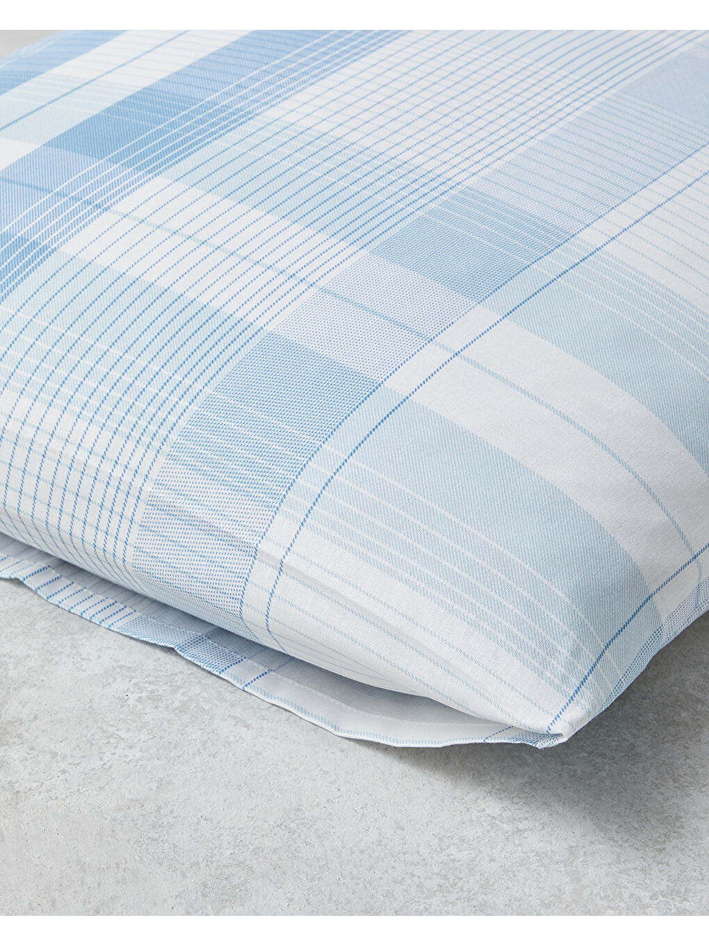 Modern Check Pamuklu 2'li Yastık Kılıfı 50x70 cm Mavi-2