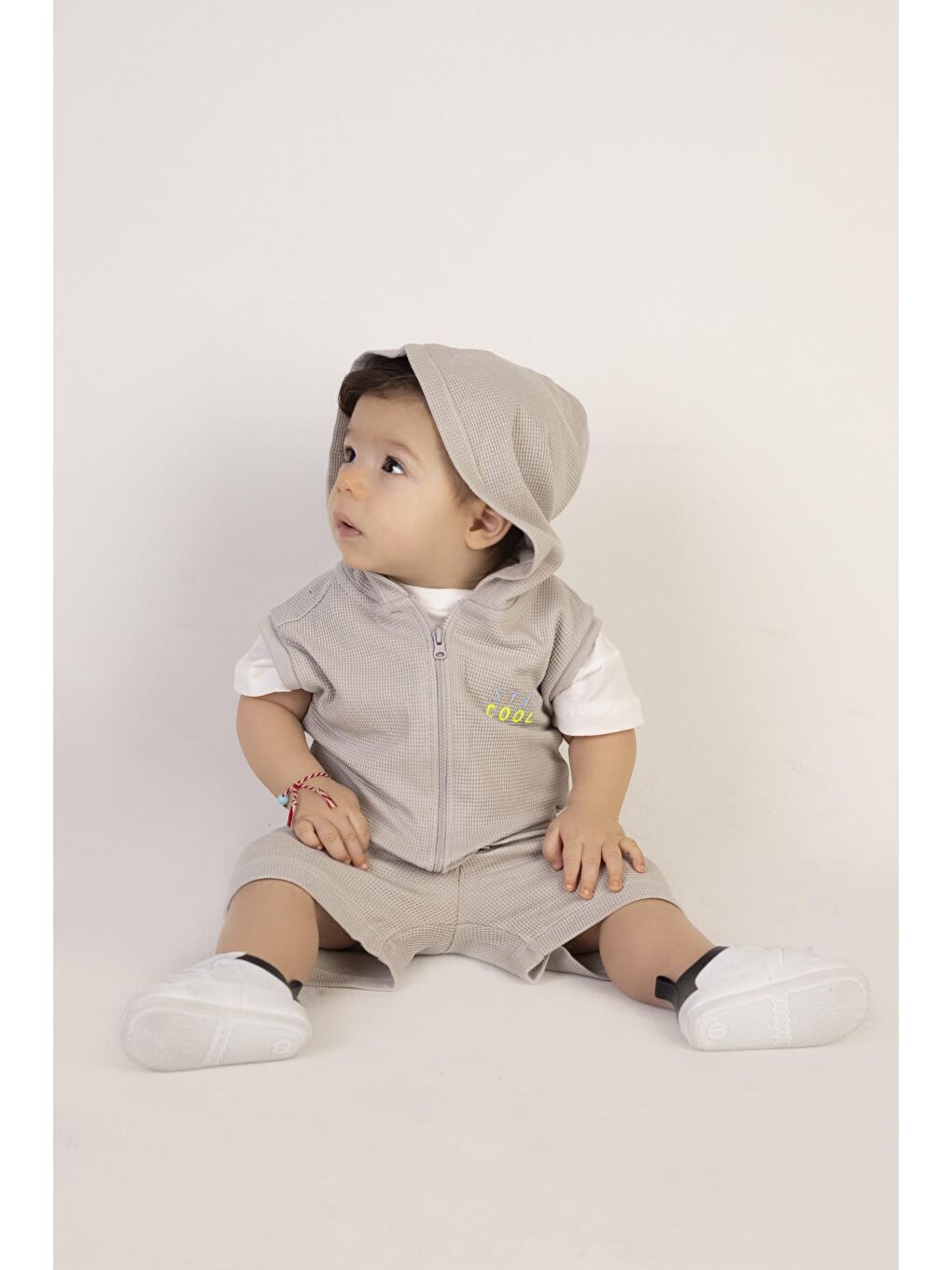 Gri Erkek Çocuk Kapüşonlu 3'lü Takım-3