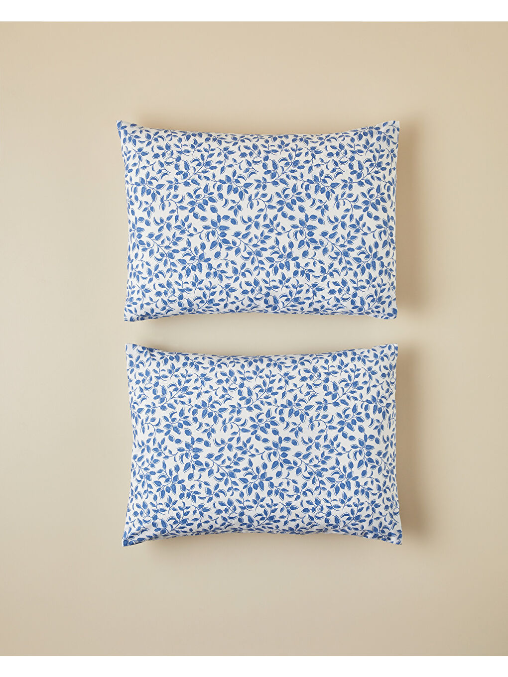 Leaf Harmony Kolay Ütülenir 2'li Yastık Kılıfı 50x70 cm Mavi