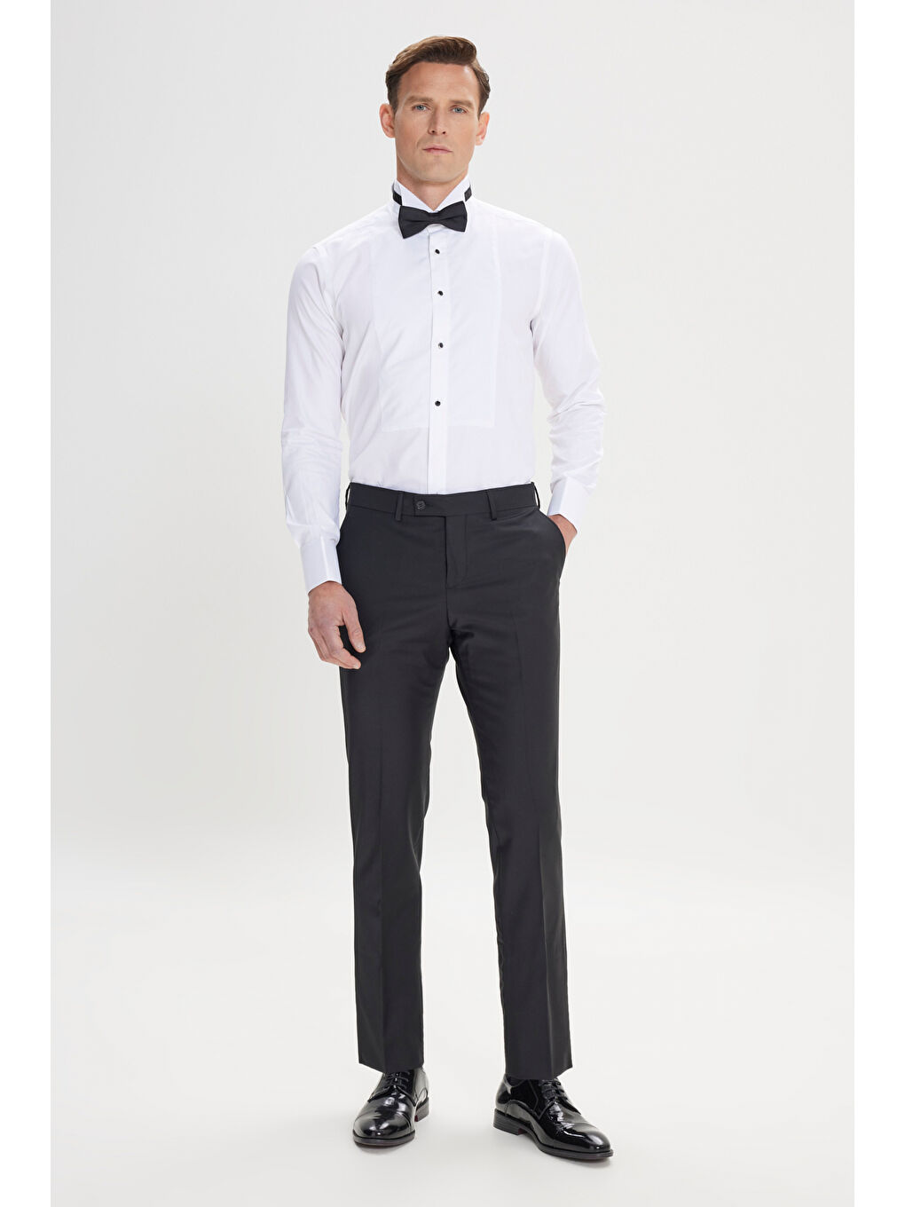 Erkek Beyaz Slim Fit Dar Kesim Ata Yaka Kolay Kırışmayan %100 Pamuk Gömlek-1