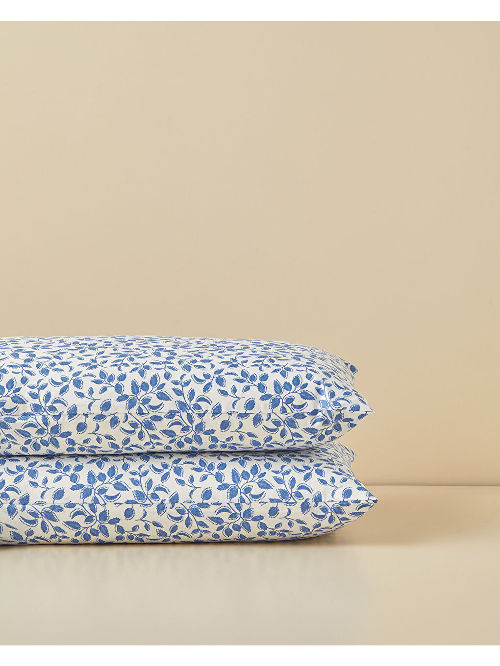 Leaf Harmony Kolay Ütülenir 2'li Yastık Kılıfı 50x70 cm Mavi-1