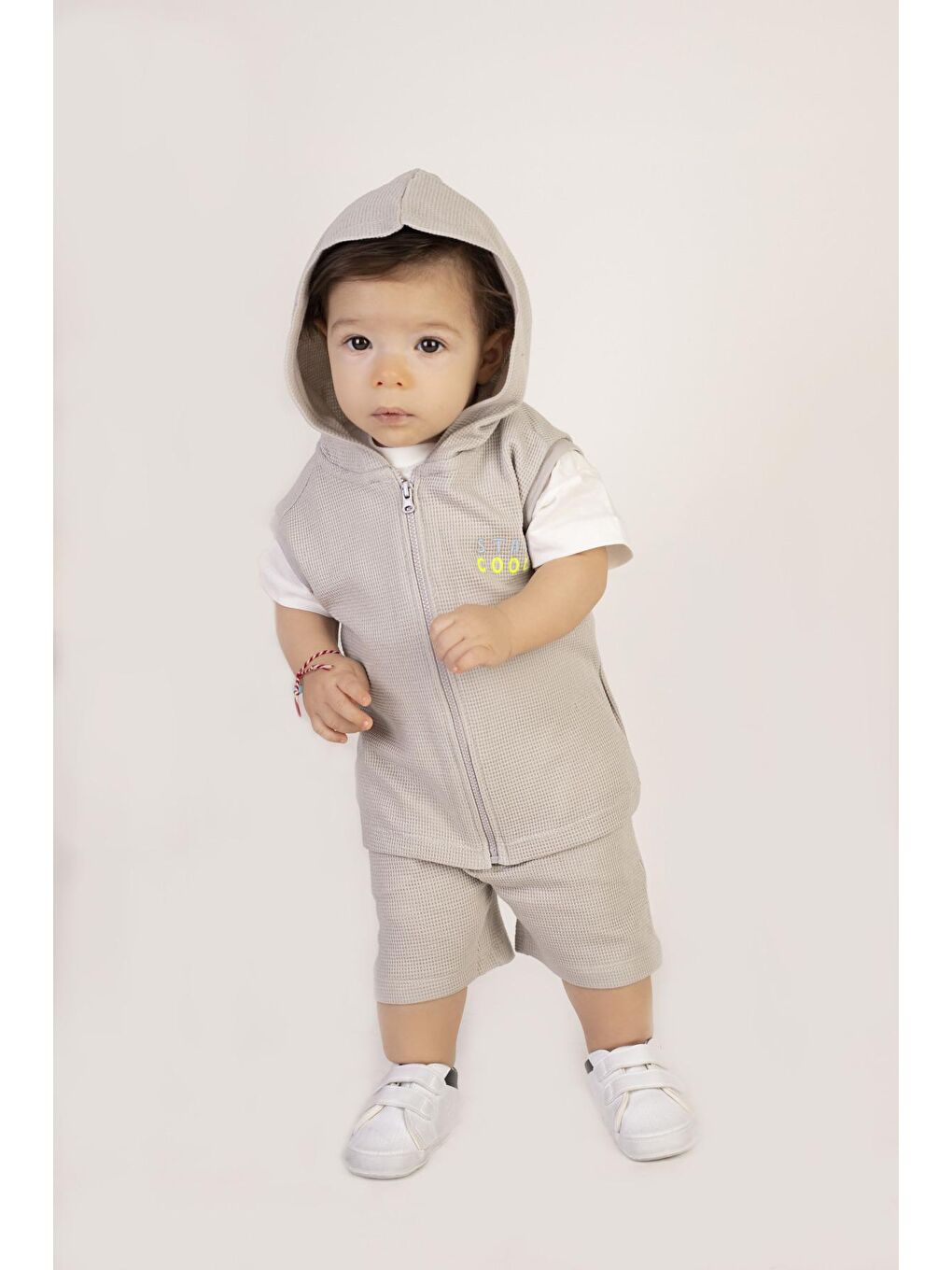 Gri Erkek Çocuk Kapüşonlu 3'lü Takım-4