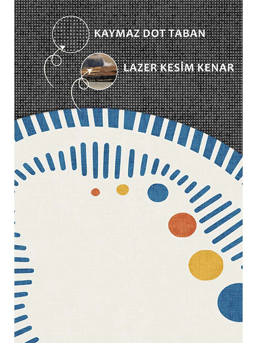 Mavi Modern Dekoratif Halı – Makinada Yıkanabilir, Kaymaz Taban, İnce Lazer Kesim Halı-3