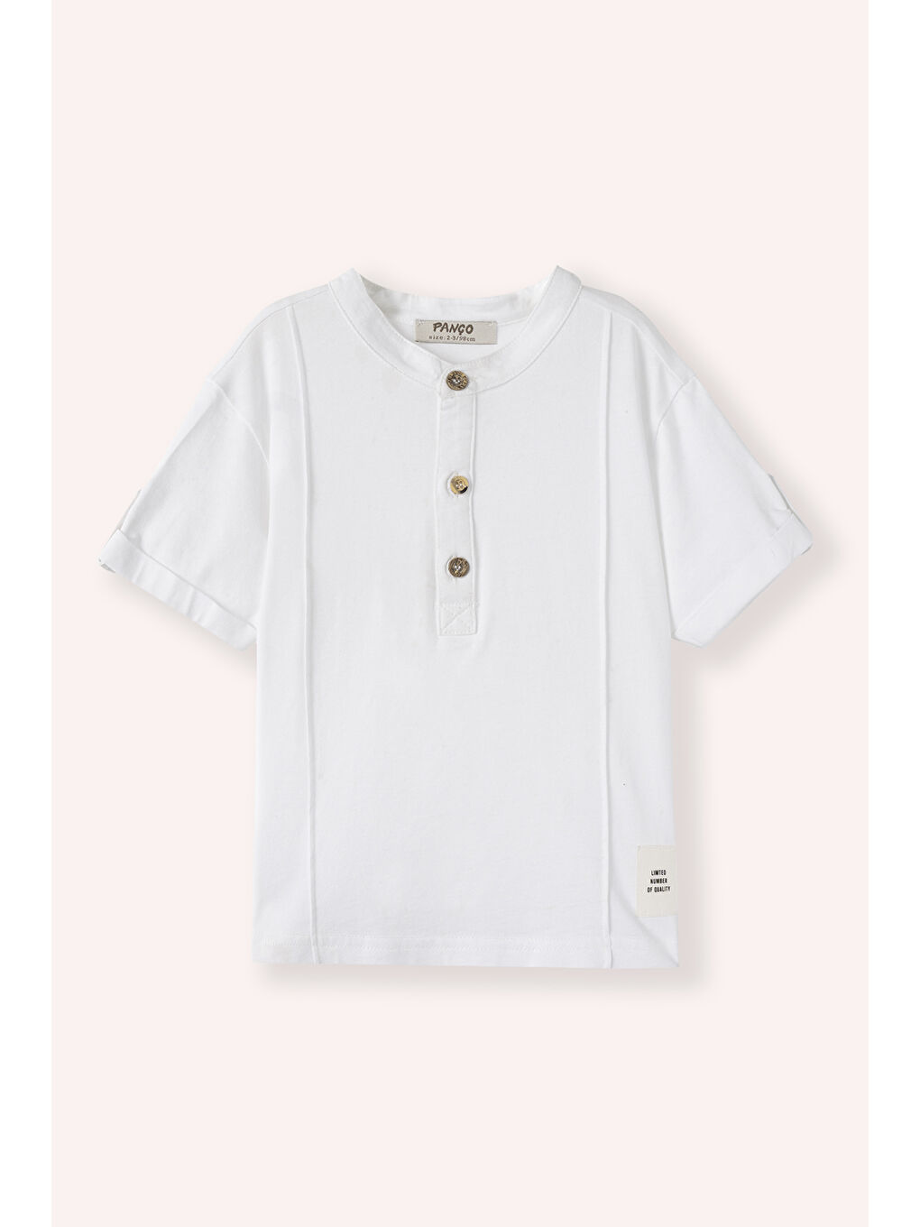 Erkek Çocuk Etiket Detaylı Kısa Kollu T-Shirt Beyaz