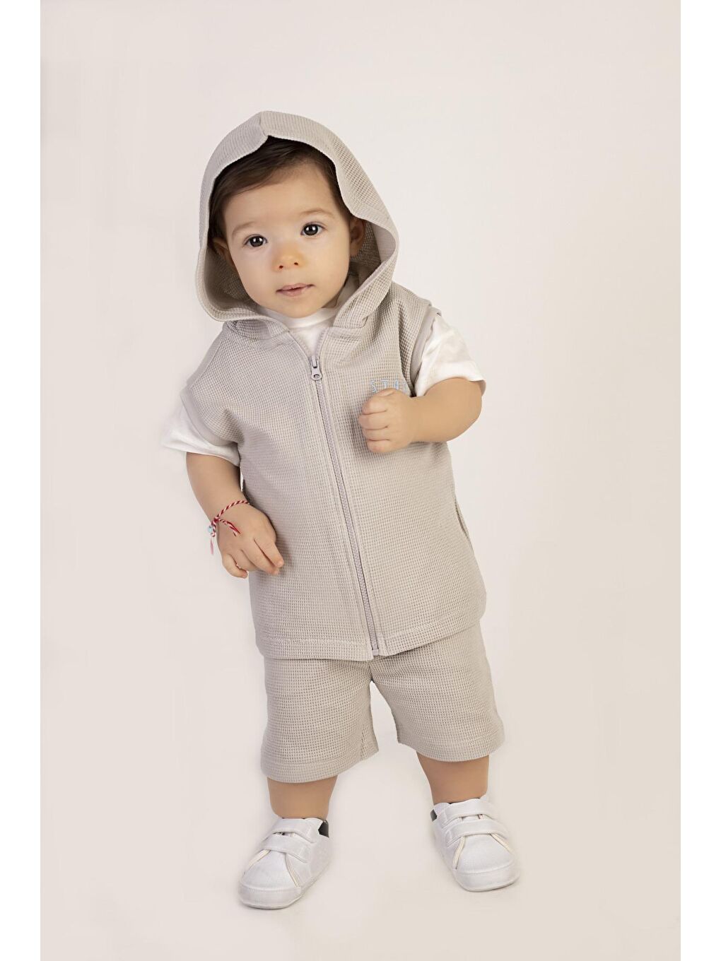 Gri Erkek Çocuk Kapüşonlu 3'lü Takım-5