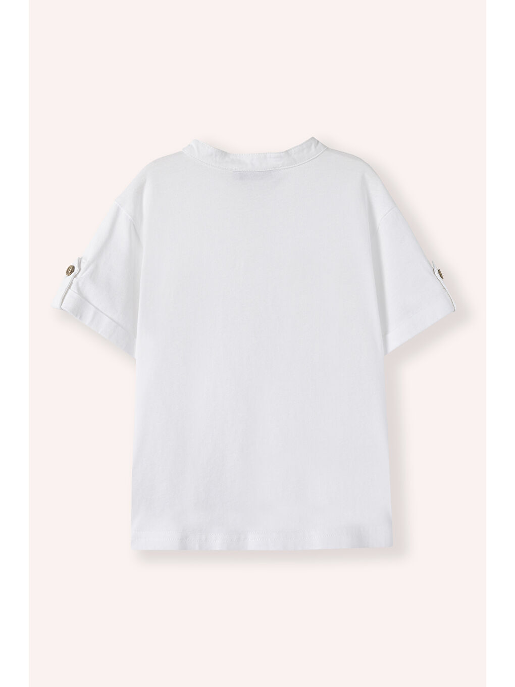 Erkek Çocuk Etiket Detaylı Kısa Kollu T-Shirt Beyaz-1