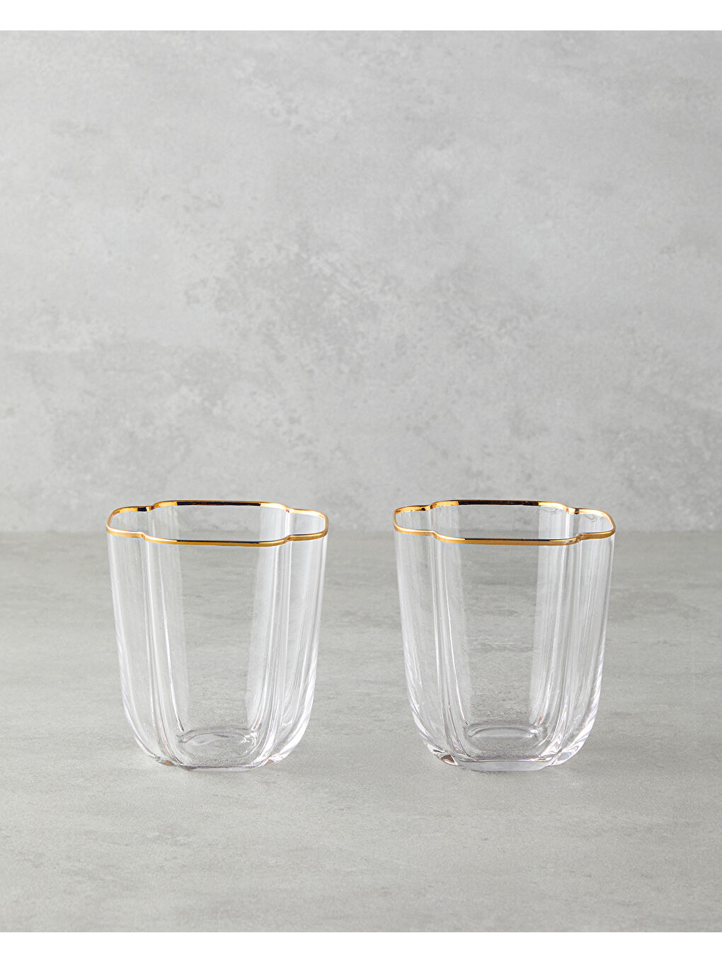 English Home Renksiz Reina Cam El Yapımı 2’li Bardak 360 ml Şeffaf-Gold
