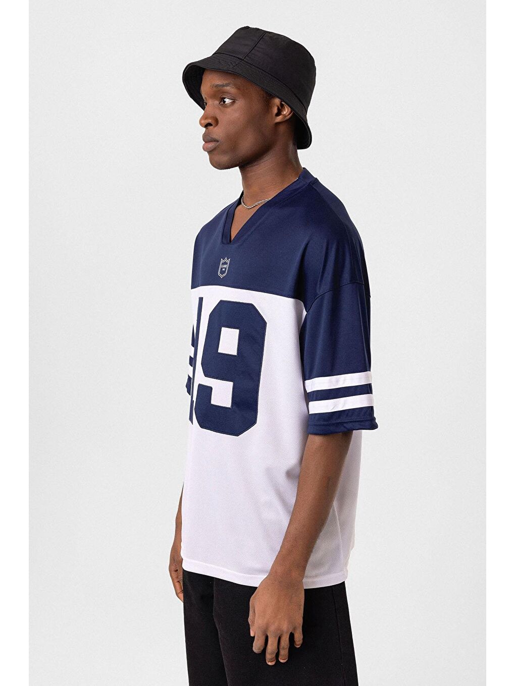 Baskılı Oversize Forma Tişört İndigo-3