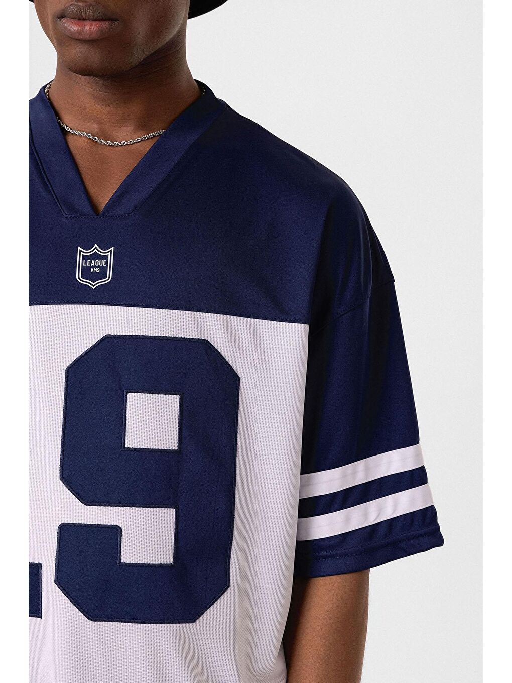 Baskılı Oversize Forma Tişört İndigo-5