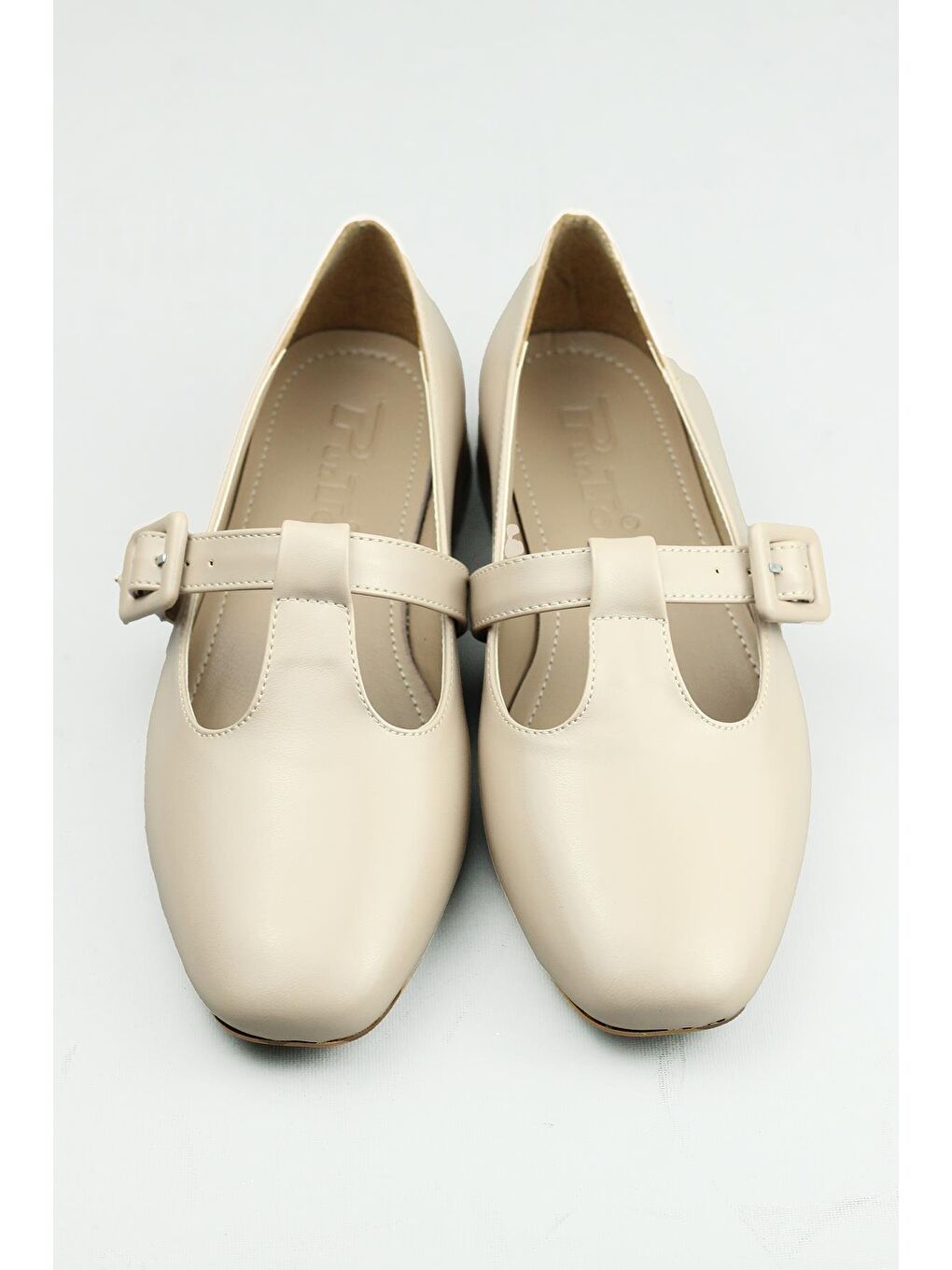 Bej 519036 Bilekten Kemerli Günlük Babet Ayakkabı Kadın-3