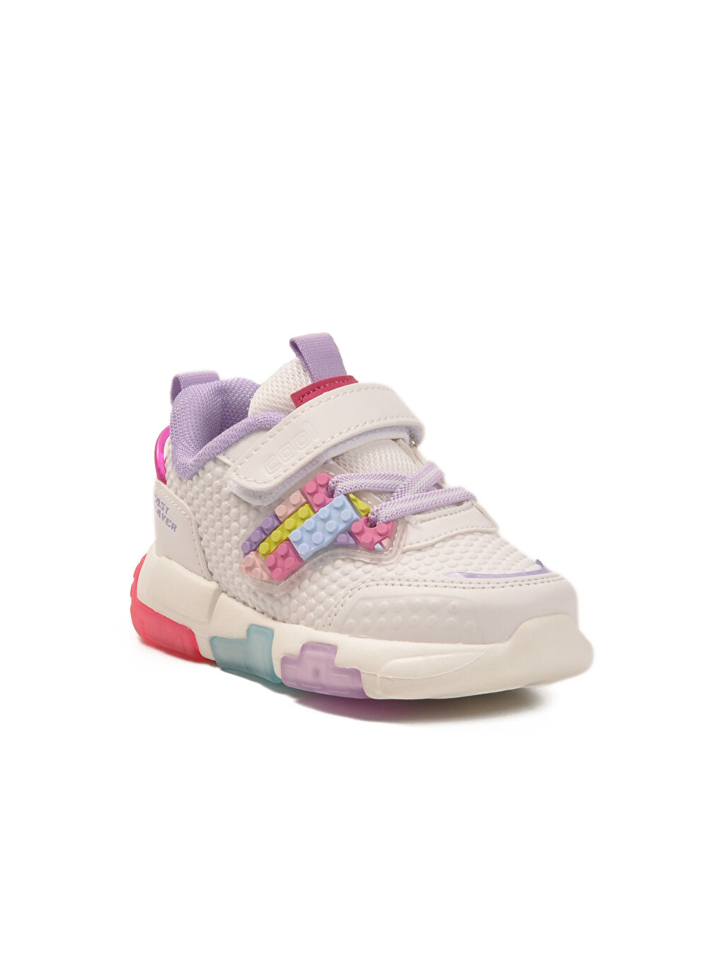 Lila Cırtlı Işıklı Hafif Bebek Spor Ayakkabı Heros B-1