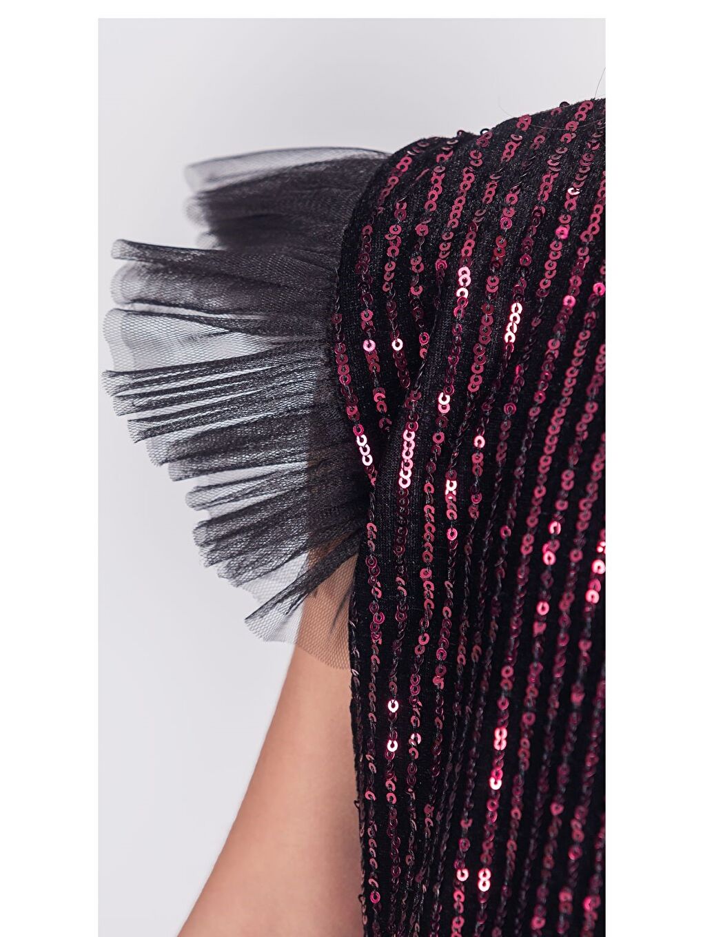 Siyah Pul Payet Katkat Tütü Etekli Kız Çocuk Elbise M00722-7