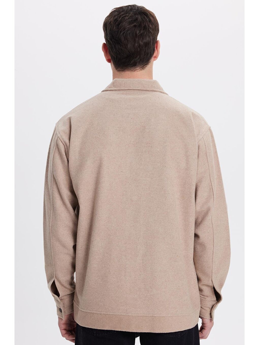 Bej Erkek Relax Fit Rahat Kesim Yandan Flota Cep Oduncu Taş Kaşe Ceket Mont Gömlek-6