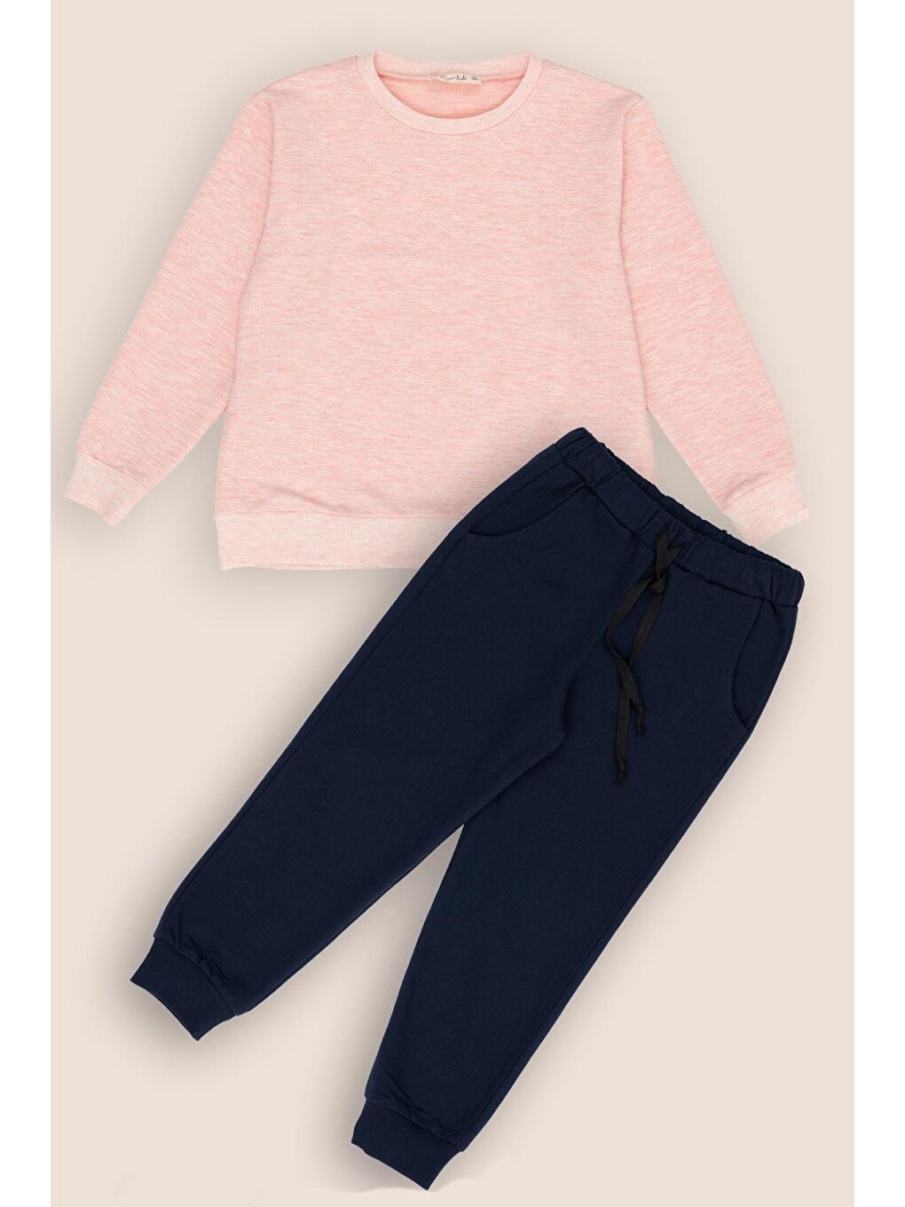 For You Kids 2'li Pembe Melanj Lacivert Sweat Jogger Alt Üst Takım