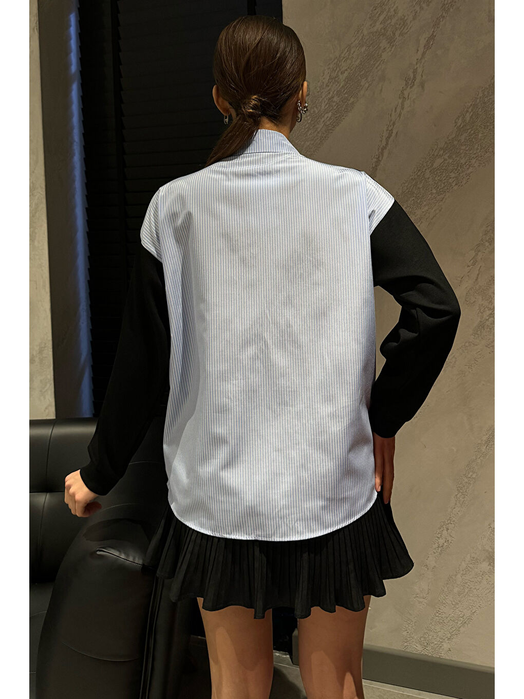 Siyah Kadın Hırka Kombinli Gömlek-3