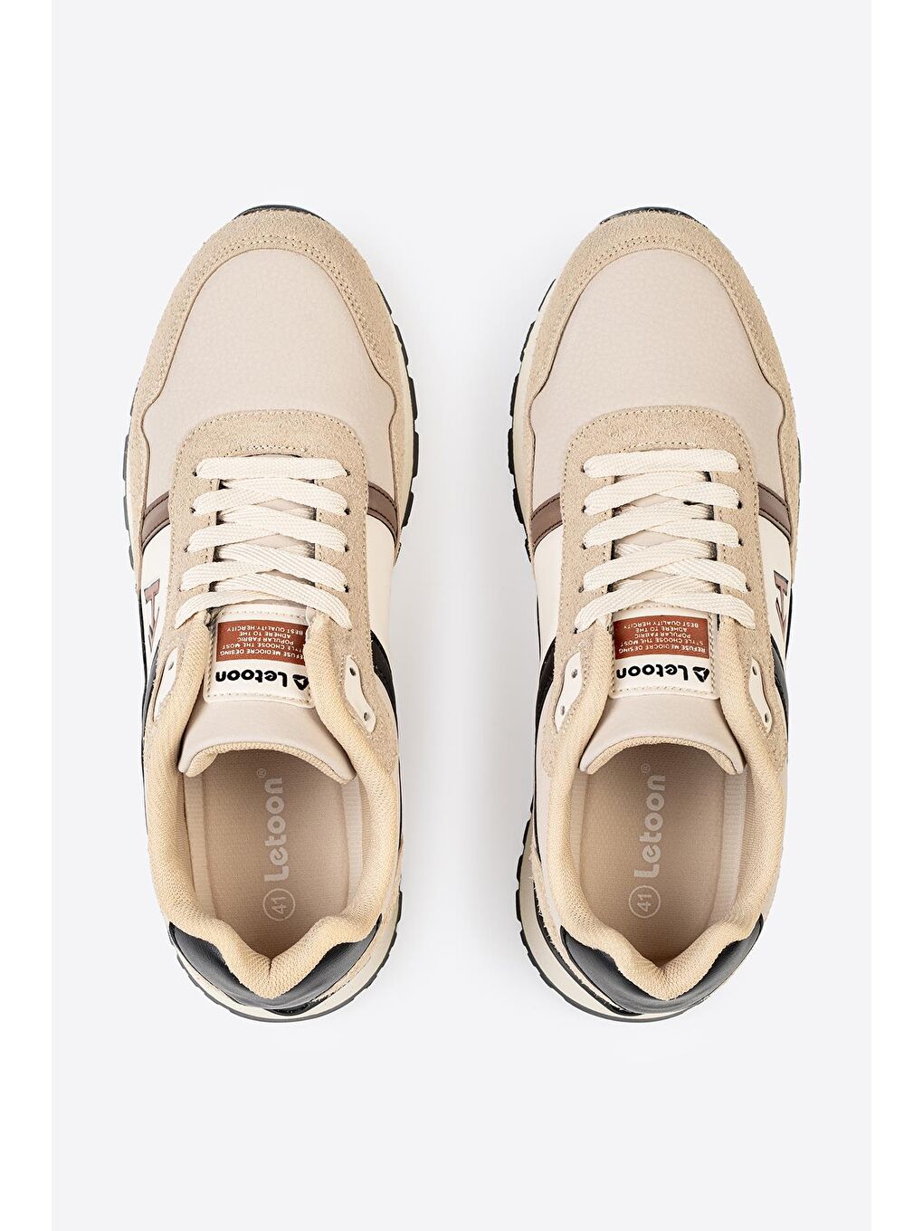 Bej Logo Baskılı Erkek Premium Sneaker-5