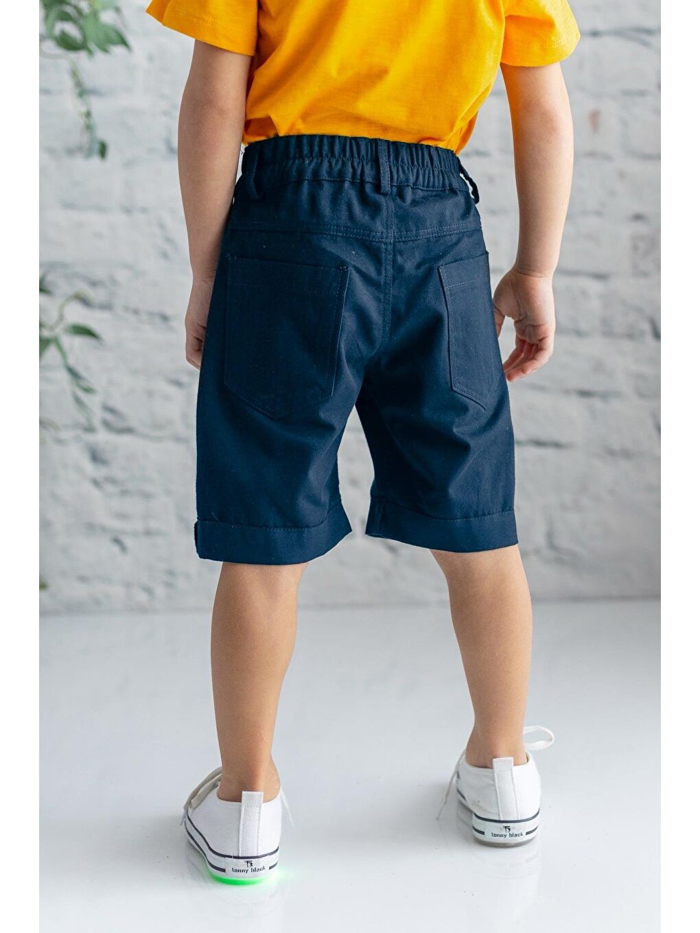 Lacivert Erkek Çocuk Gabardin Düz Şort-1