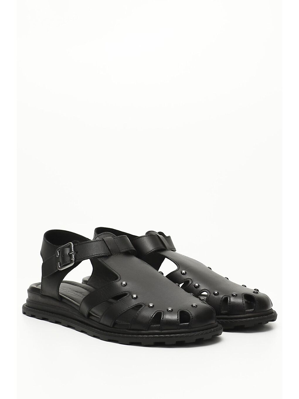 Siyah SİYAH  Hakiki Deri Dolgu Taban Kadın Sandalet 45056-1