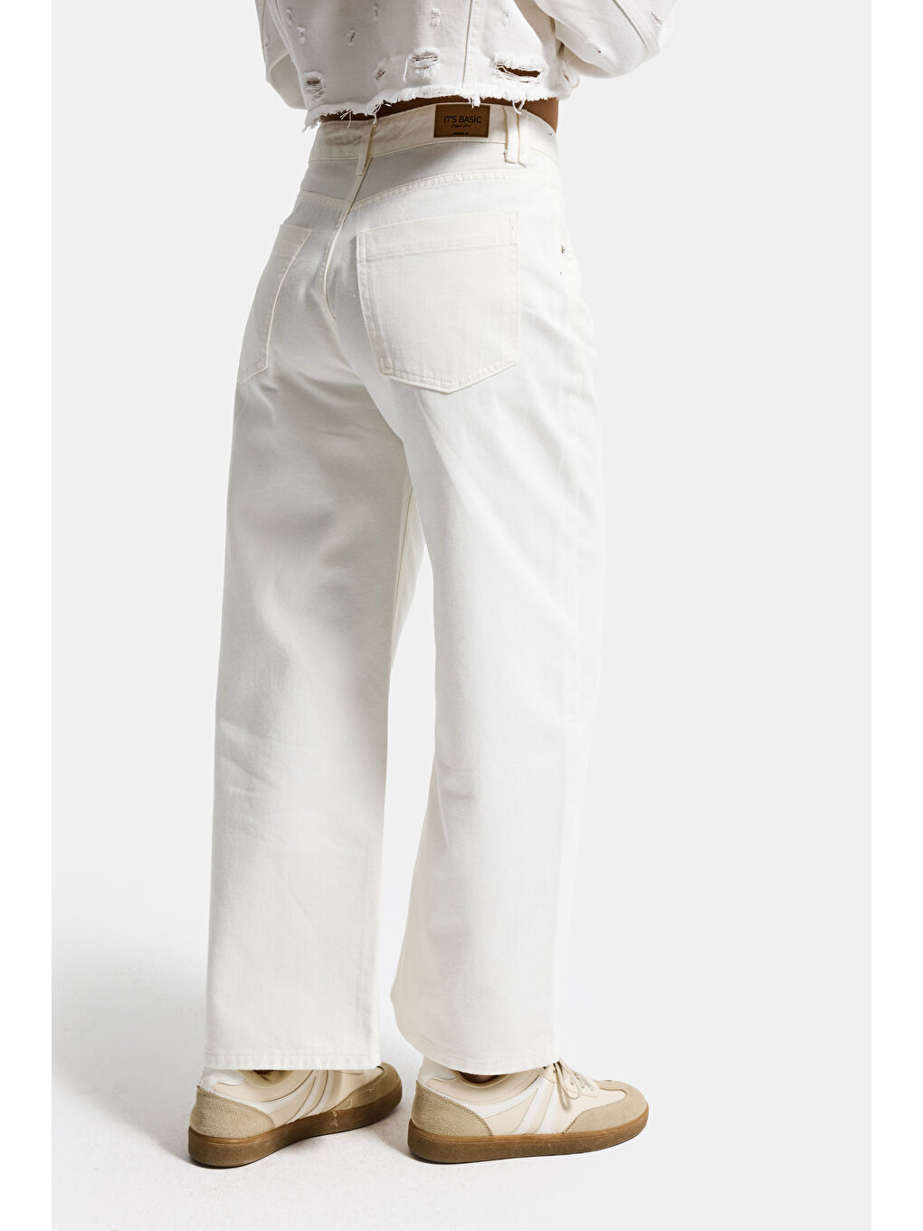 Kadın Kırık Beyaz 7s6-101 Baggy Low Rise Tokyo %100 Pamuk Denim Jean-4